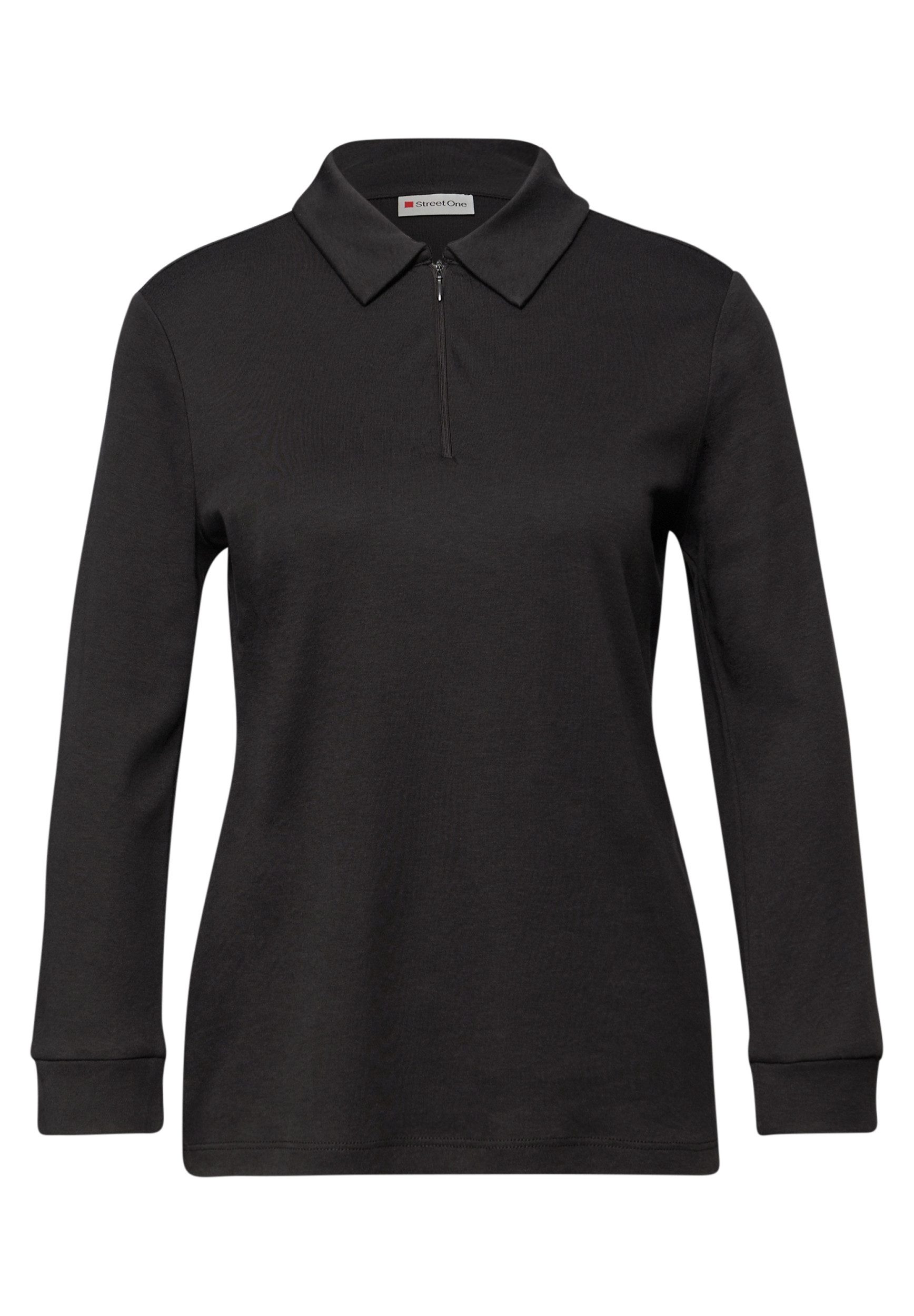 STREET ONE Langarmshirt LTD QR basic polo shirt w.zipp günstig online kaufen
