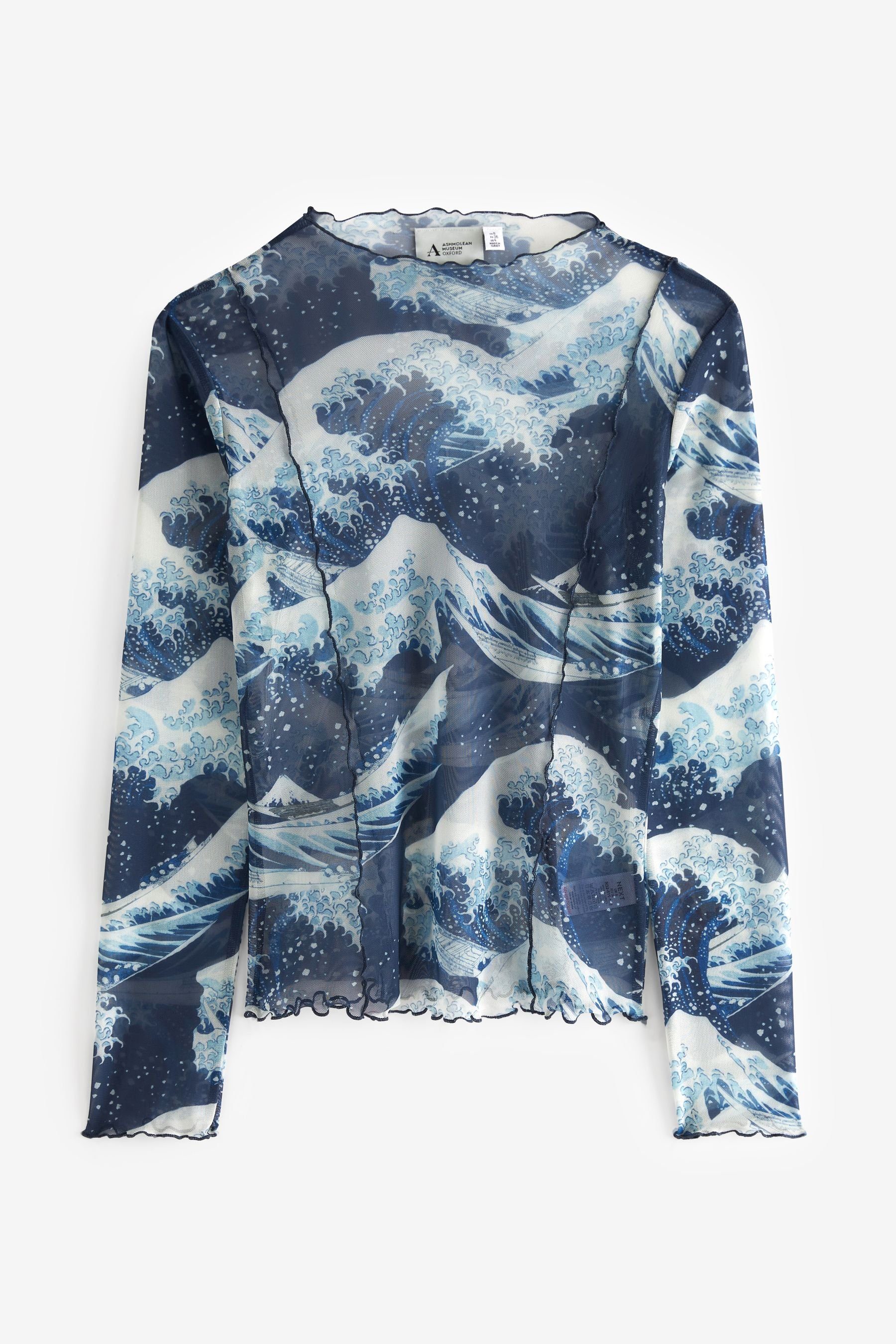 Next Blusenshirt Lizenziertes Oberteil mit Mesh, Great Wave Hokusai (1-tlg)