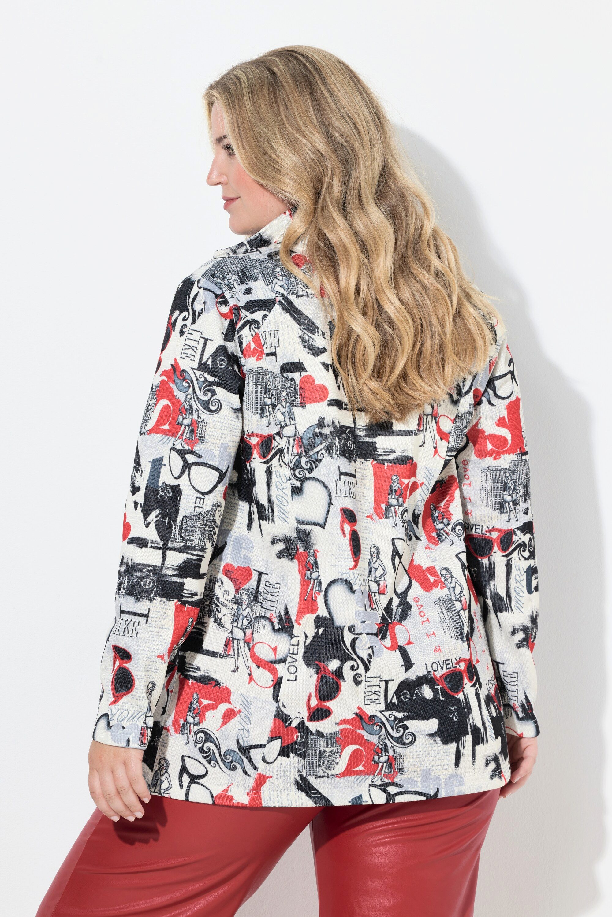 MIAMODA Strickjacke Strickfleece-Jacke leicht tailliert Patch-Print