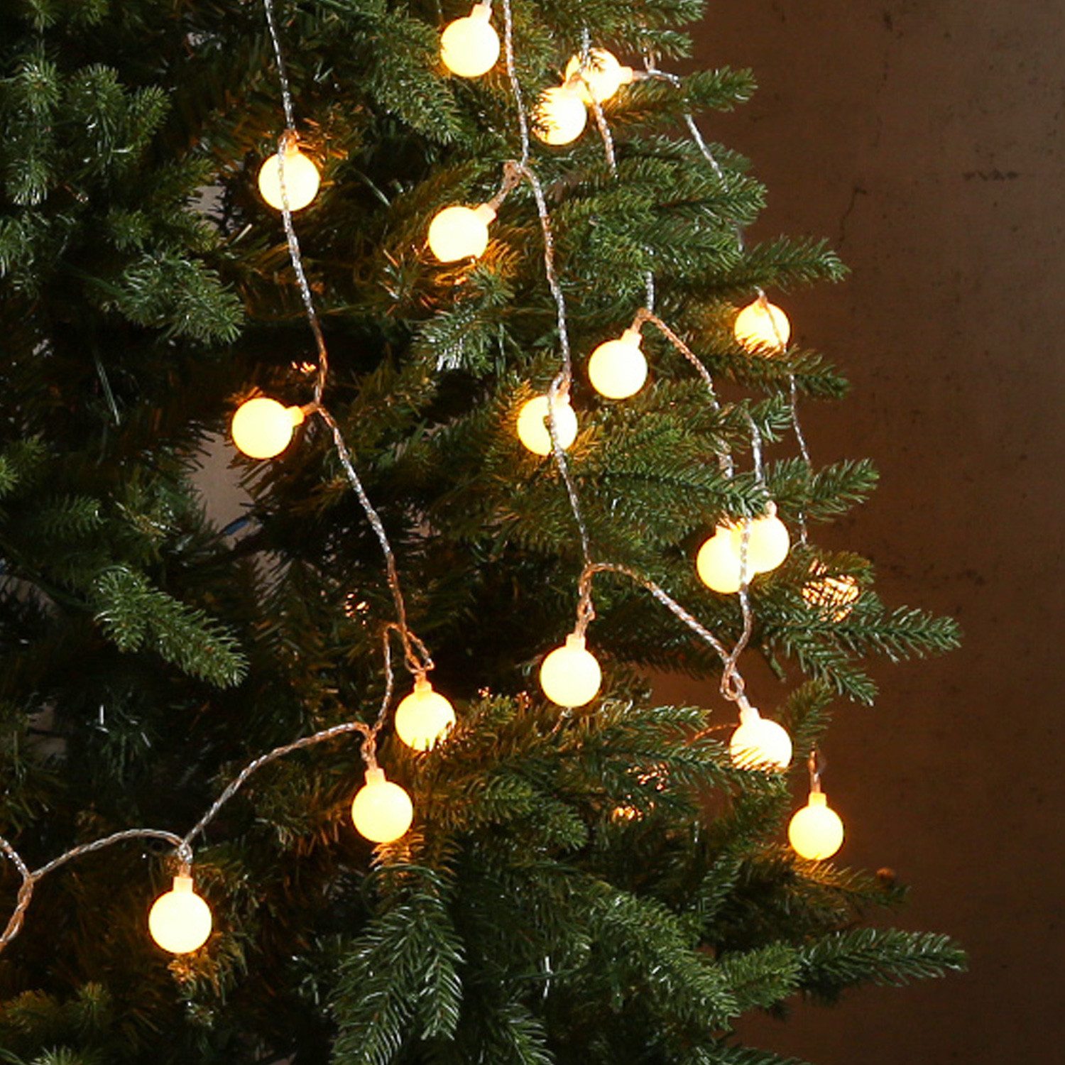 MARELIDA LED-Lichterkette Berry Cherry 60 weiße XL Kugeln 8 Funkt. 9m Außen Deko Girlande, 60-flammig