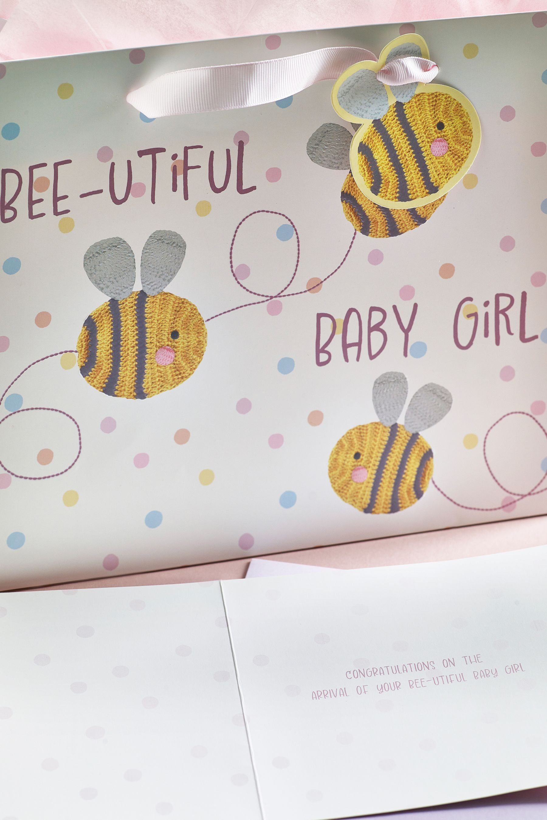 Next Geschenkpapier im (1St) Baby und Biene Geschenktasche Karte Girl Set