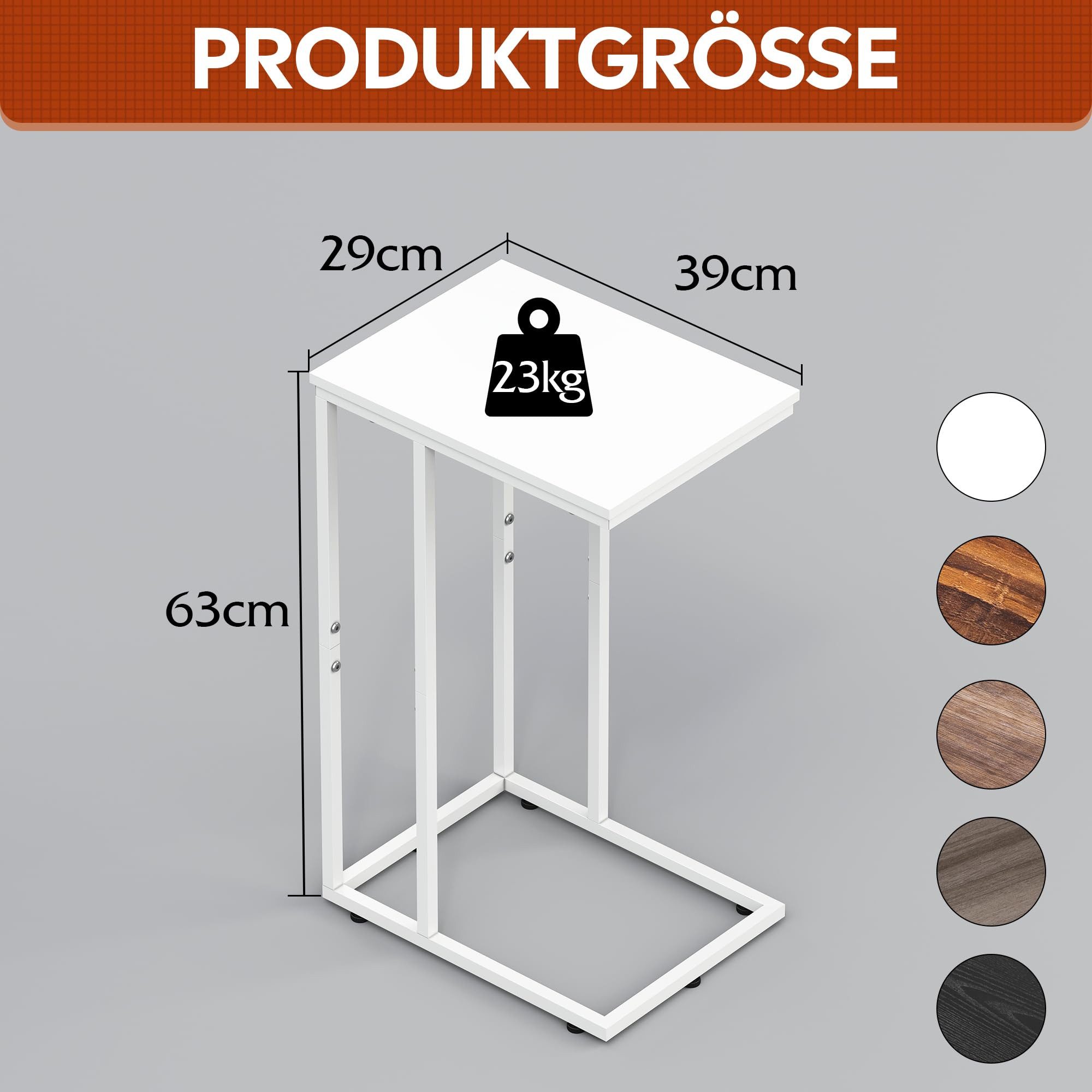 WLIVE Beistelltisch C Form, Nachttisch für Schlafzimmer, Wohnzimmer, (38,5 x 28,8 x 63,3 cm), Beistelltische mit Metallrahmen, Wohnzimmer Tisch für Couch, Sofa