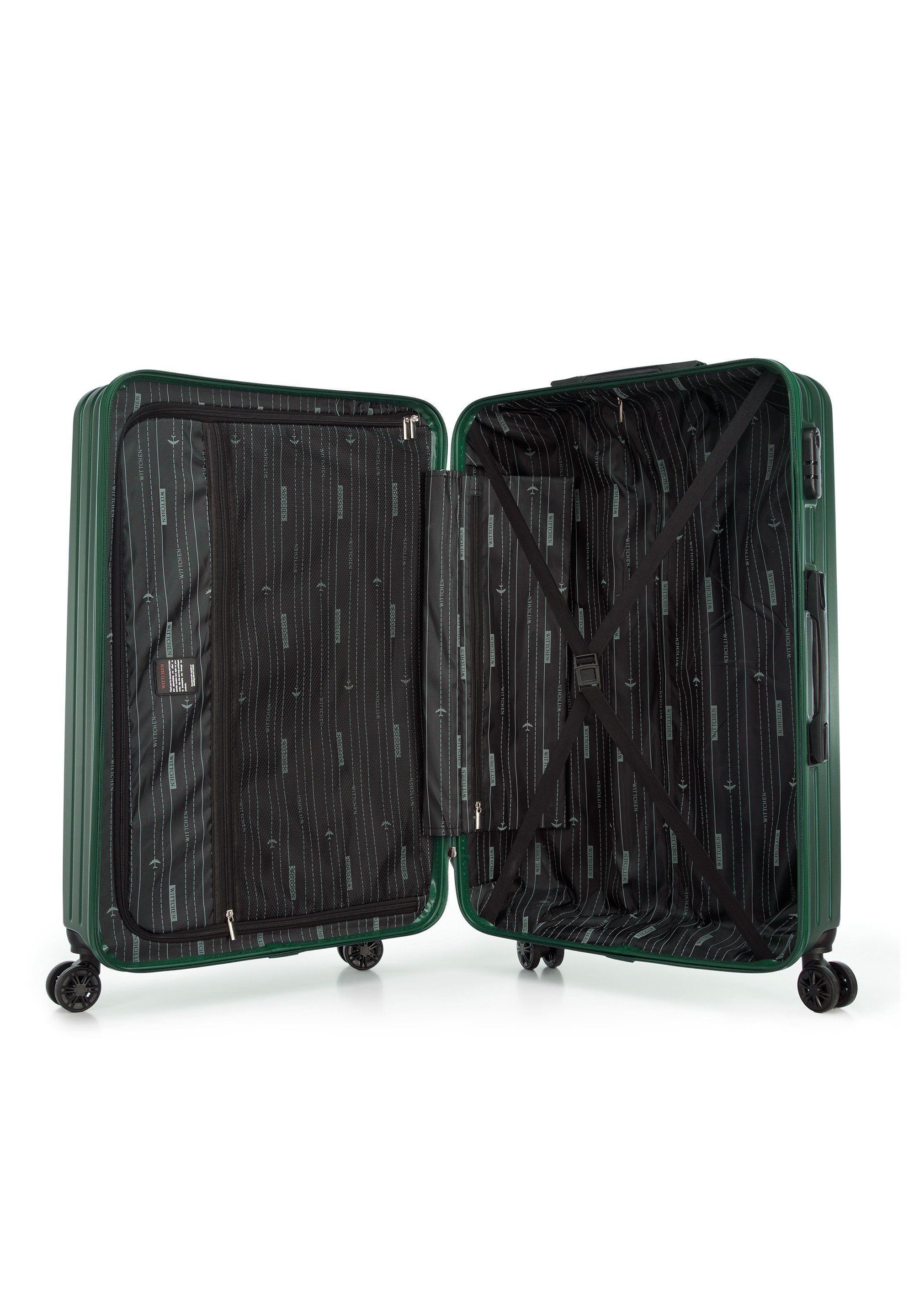 Rollen, line, Circle Wittchen 4 diagonal texture Trolley stripes dunkelgrün with shimmering