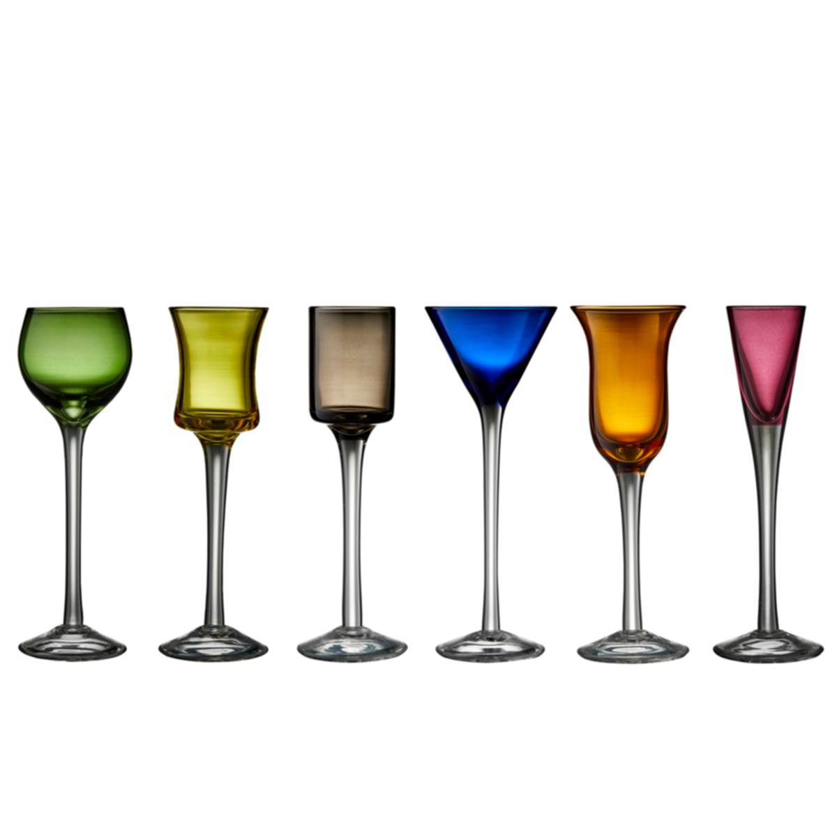 Schnapsglas Lyngby Schnaps-Gläser bunt 6-fach sortiert