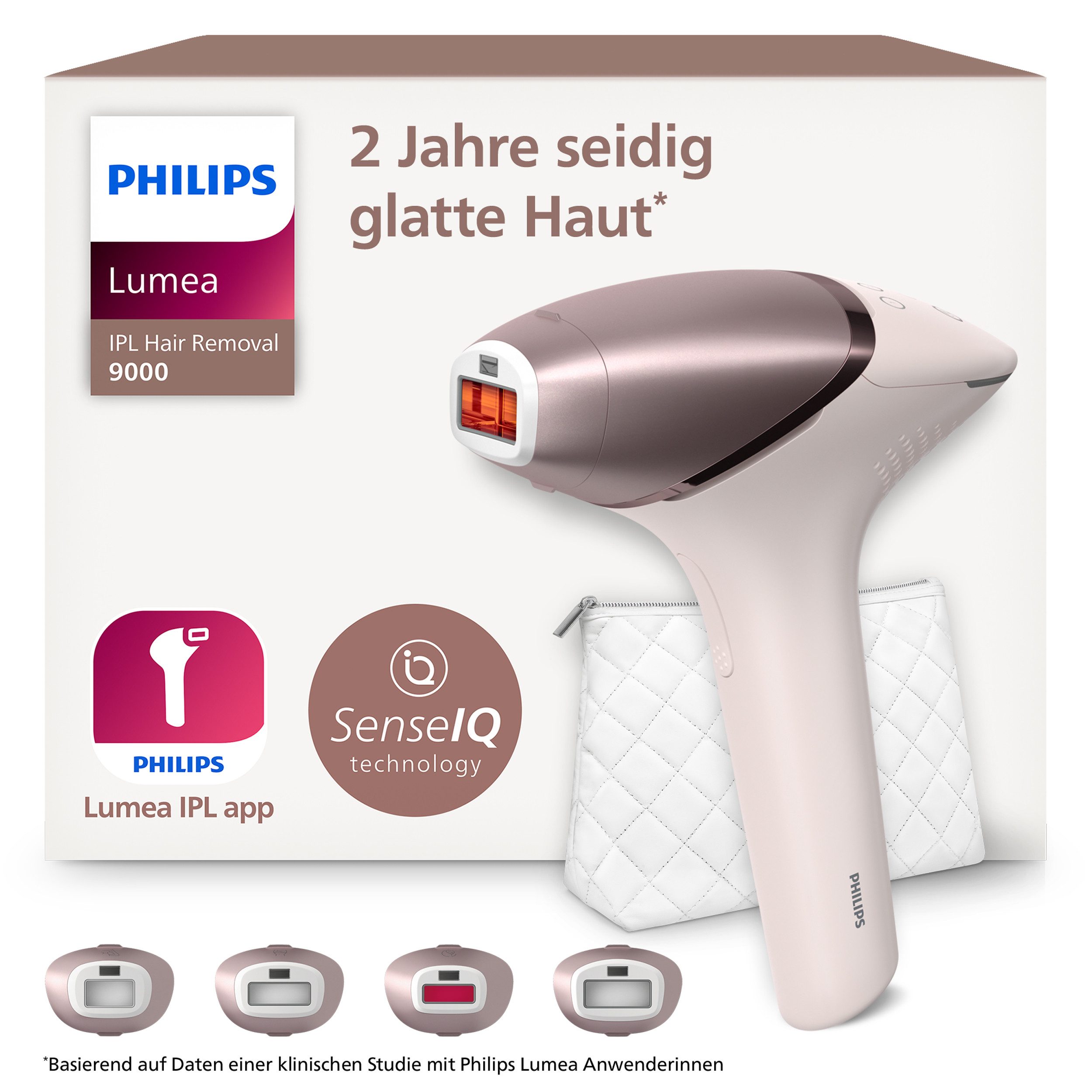 Philips IPL-Haarentferner Philips Lumea Series 9000 BRI958/00, 450.000 Lichtimpulse, 4 Aufsätze (Achseln, Bikinizone, Körper und Gesicht), kabellos