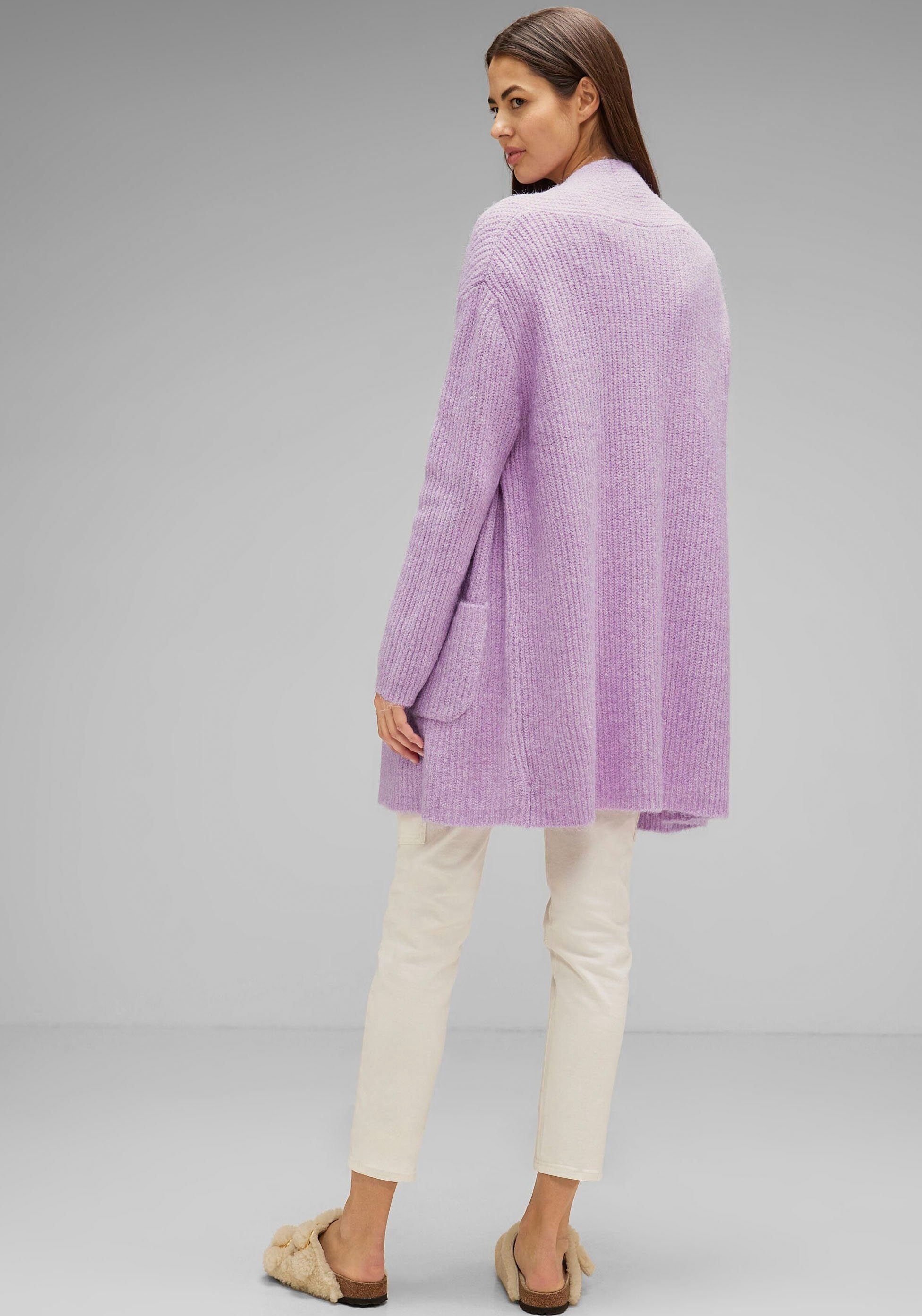 STREET ONE Cardigan in Optik melierter lilac melange soft pure