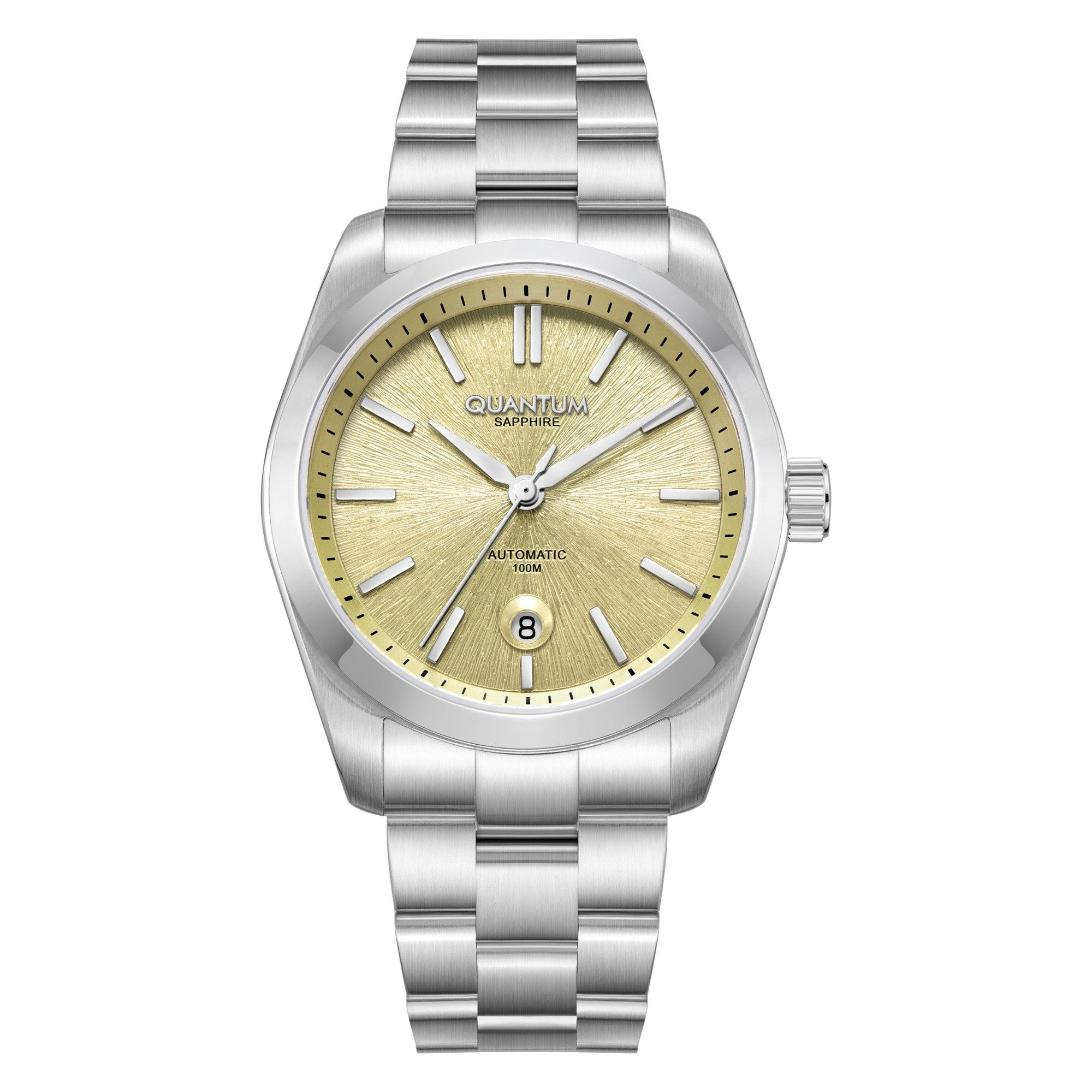 QUANTUM Automatikuhr Herren Automatikuhr Edelstahl, 41 mm, Saphirglas, 10 ATM wasserdicht grünes Zifferblatt, silber – QMG1228B.311, (1-tlg), Datum, Saphirglas, inkl. Geschenkbox