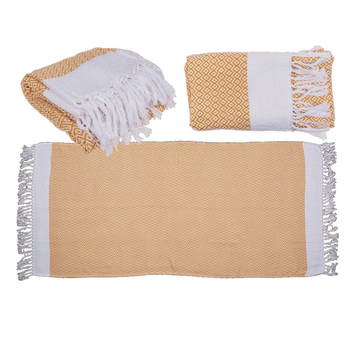 & Saunatuch 170 Sauna Fouta-Hamamtuch 80 x Marabellas cm Handtuch Gelb für ca. Strand Shop Saunatuch