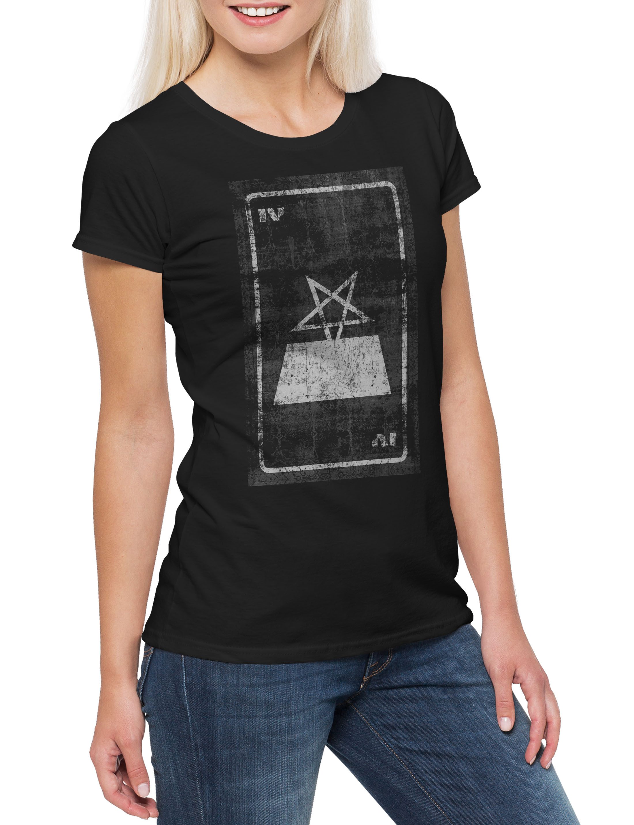 Print-Shirt Tarot The High Priest Damen T-Shirt Karte Karten Card Voddoo Der Hohe