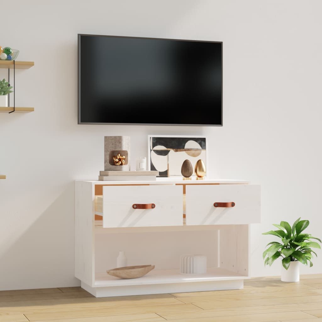 vidaXL TV-Schrank TV-Schrank Weiß 90x40x60 cm Massivholz Kiefer (1-St)