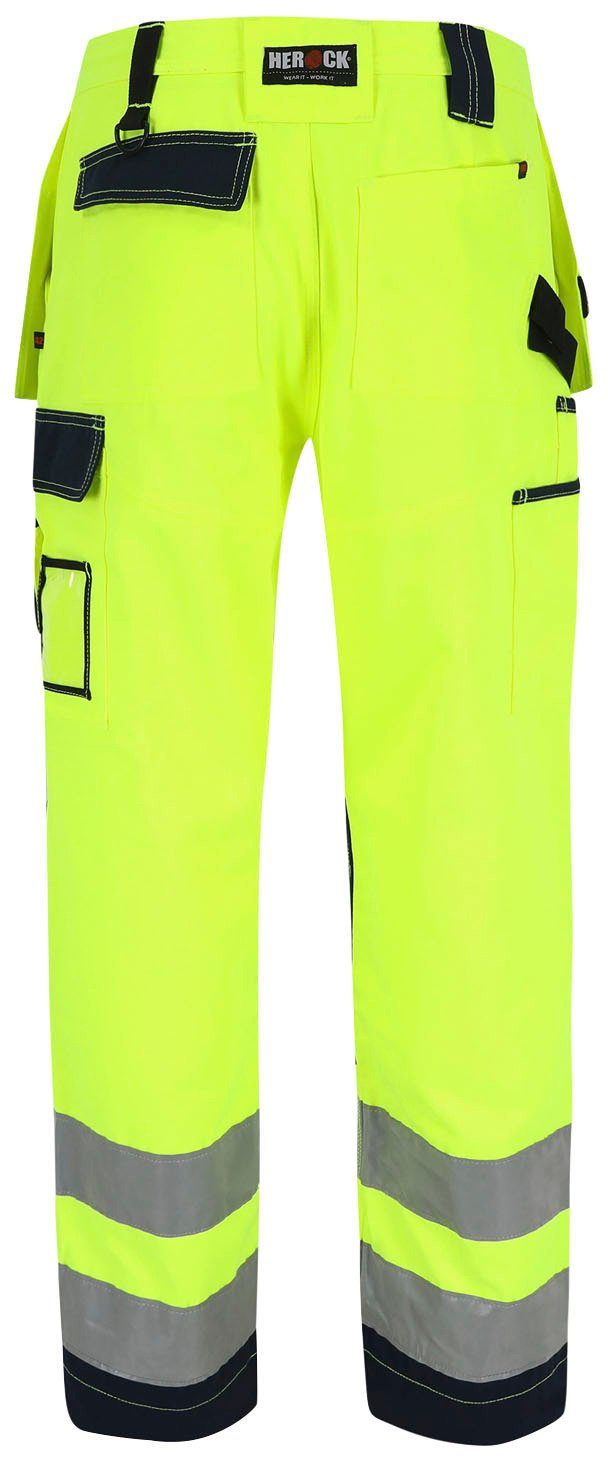Herock Arbeitshose Styx Warnschutz Hose Nageltaschen, angenehm feste Wasserabweisend, viele Taschen, 2 gelb sehr