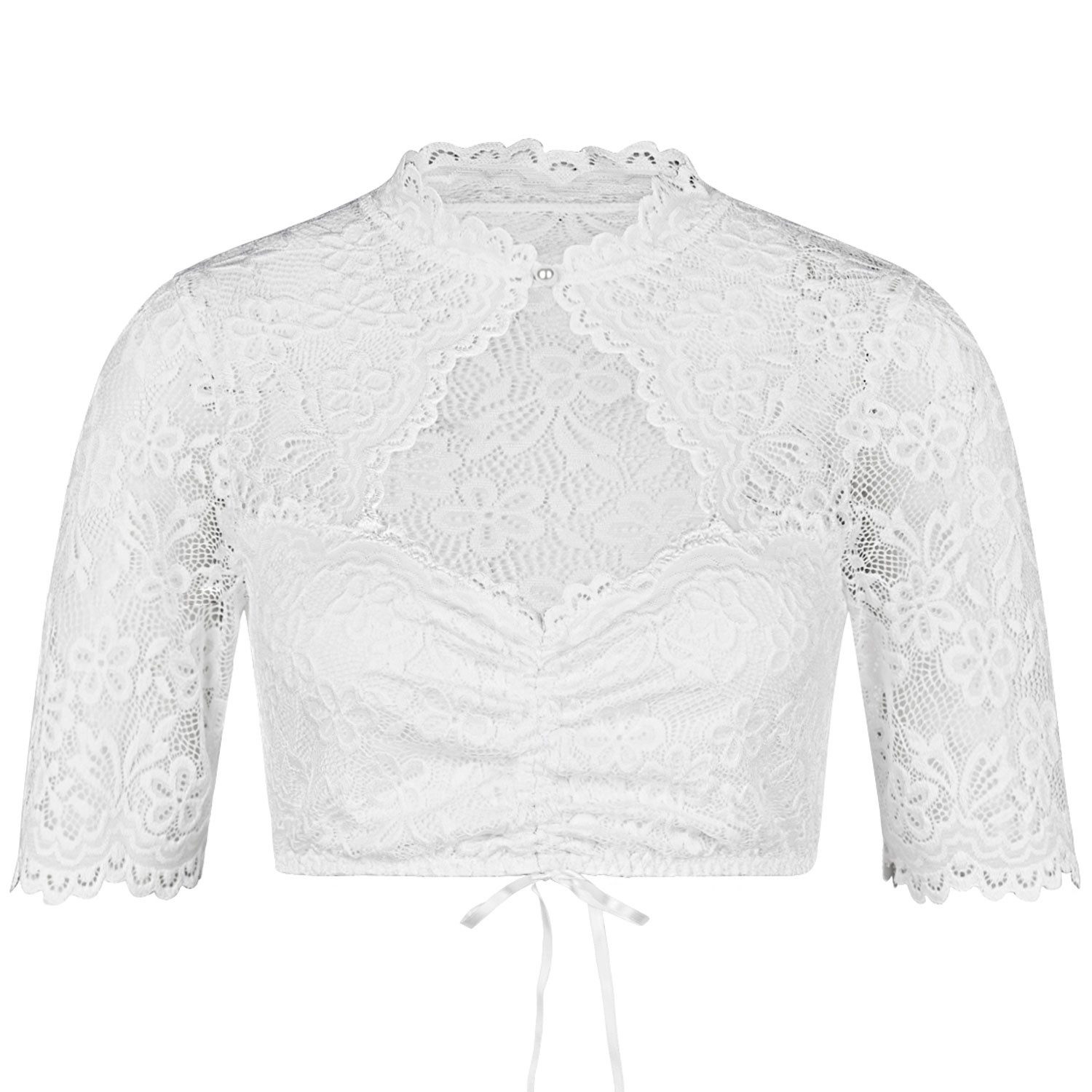 Dirndlbluse 'Sophie' Lochausschnitt 16465326, Weiß