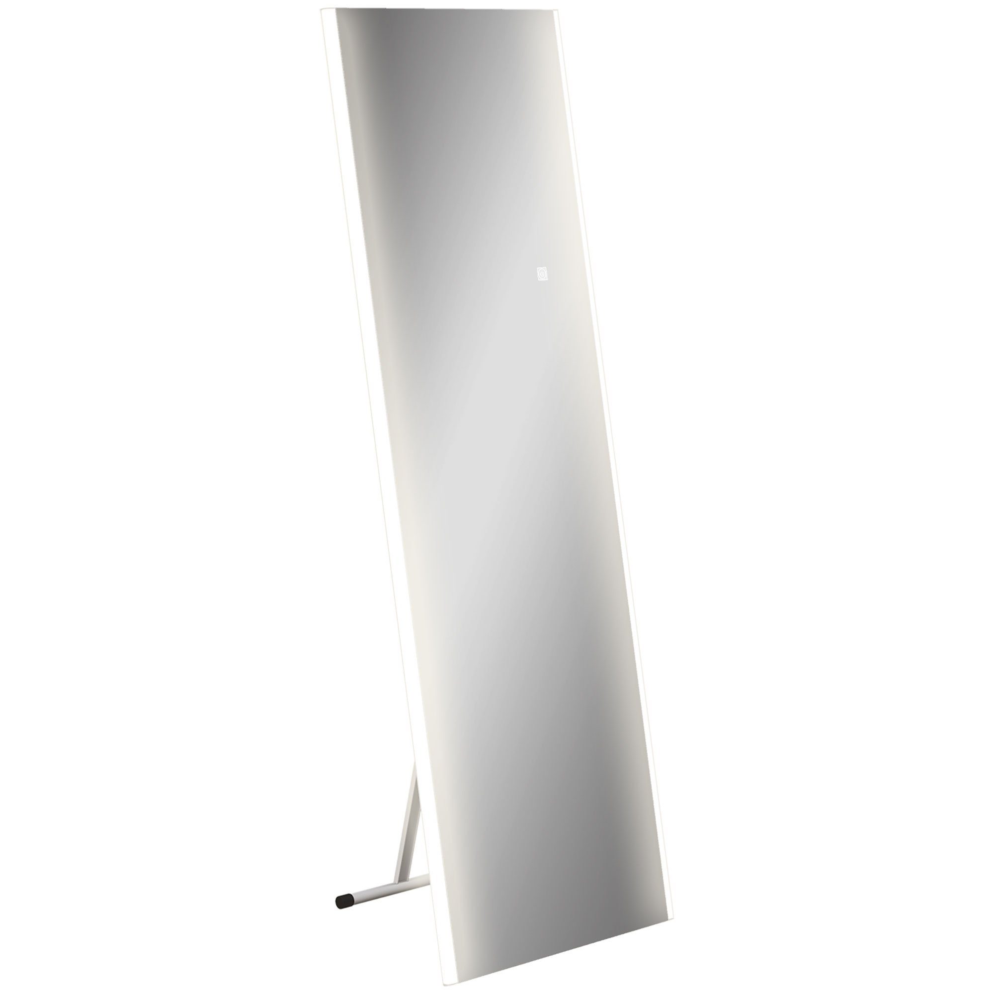 HOMCOM Standspiegel 150 x 50 x 2,9 cm Wandspiegel, Ganzkörperspiegel, Touch-Schlater (Garderobenspiegel, 1-St., Ankleidespiegel), für Wohnzimmer, Flur, Weiß