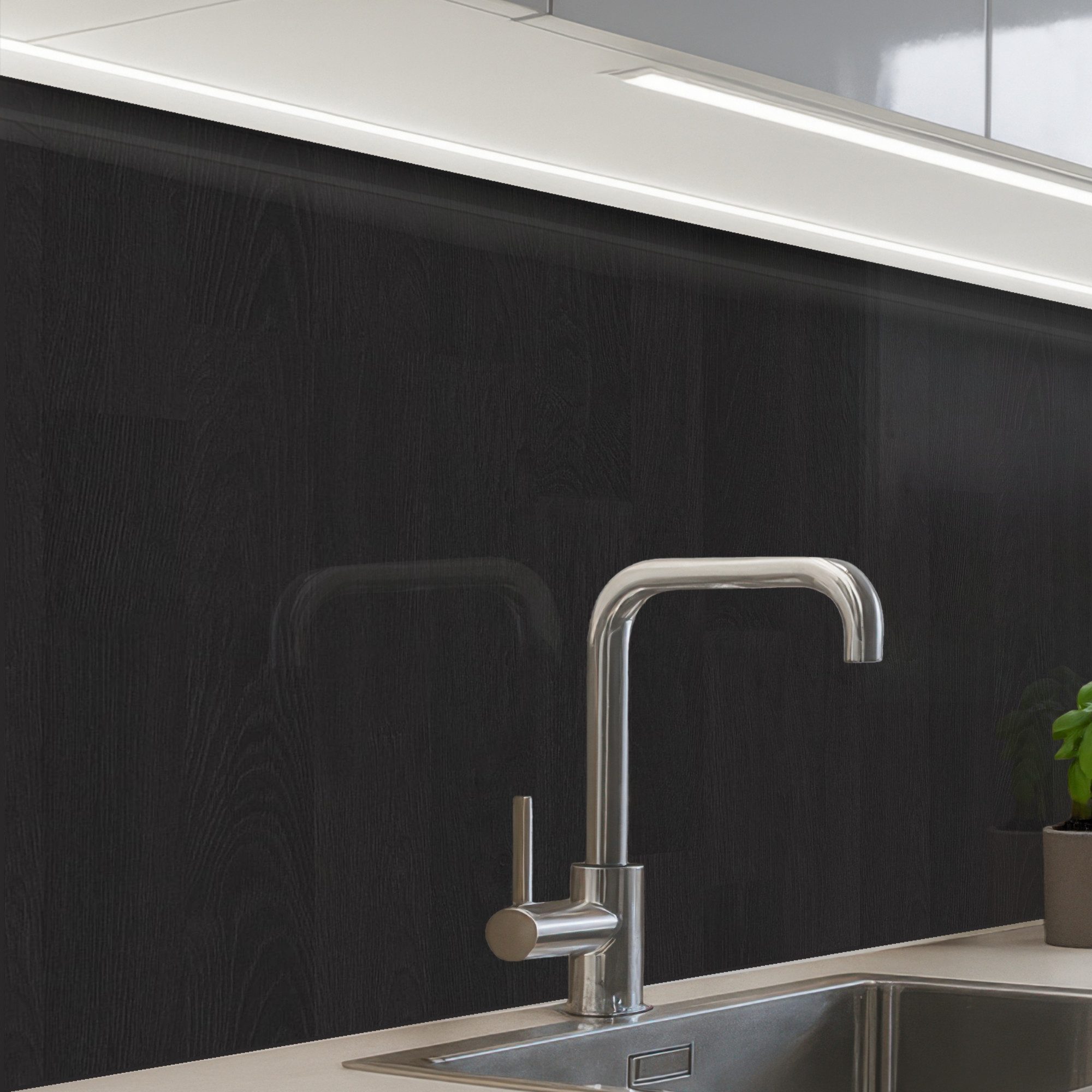 KitchenYeah Küchenrückwand selbstklebend Regal - Schwarz - Muster, (1-tlg), günstig online kaufen