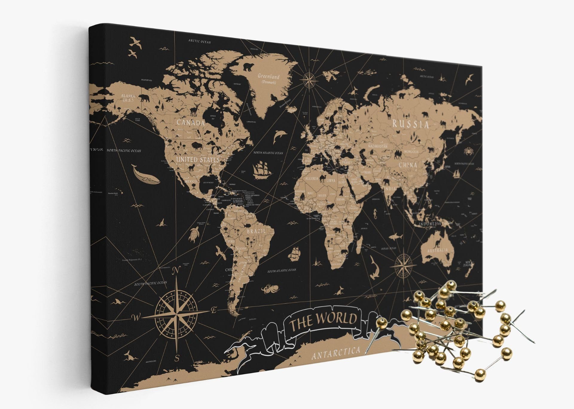 framed concept Leinwandbild als Weltkarte-Pinnwand, pinne günstig online kaufen