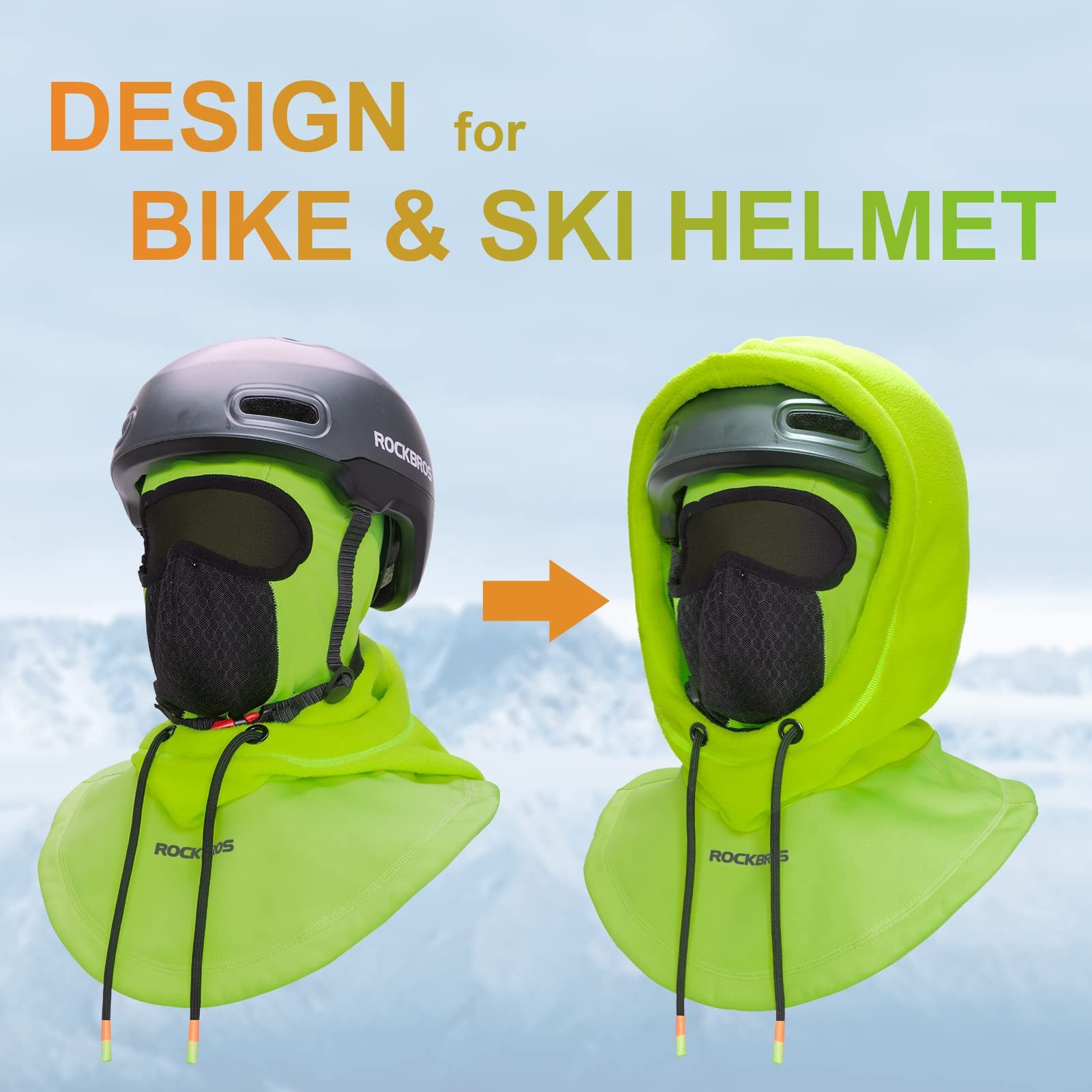 ROCKBROS Sturmhaube Motorrad, Balaclava Skimaske, Wintermütze & Halswärmer für Outdoor VIELSEITIGES 3-IN-1-DESIGN