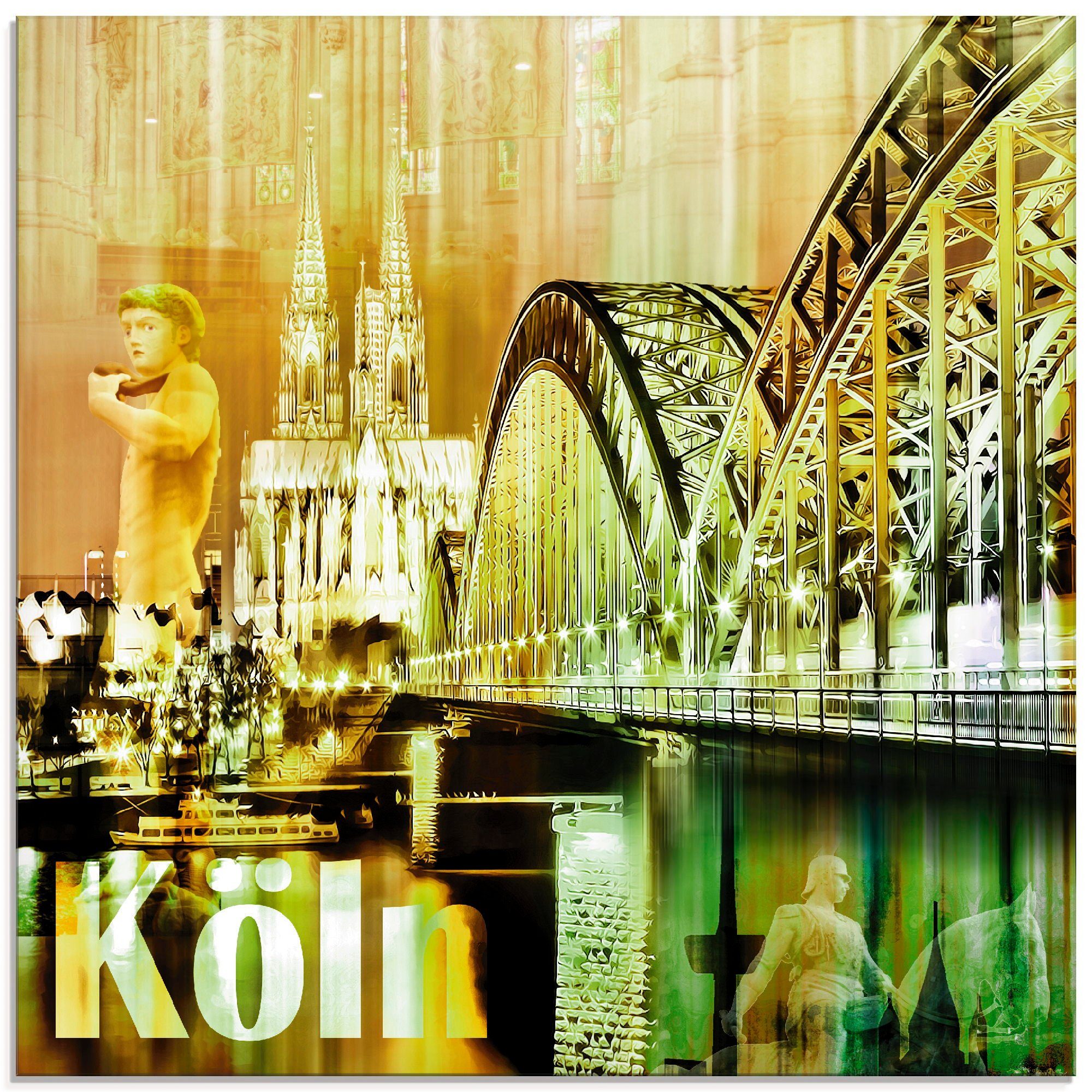 (1 in Artland Gebäude Skyline Größen verschiedenen Köln Glasbild St), Collage, Abstrakte