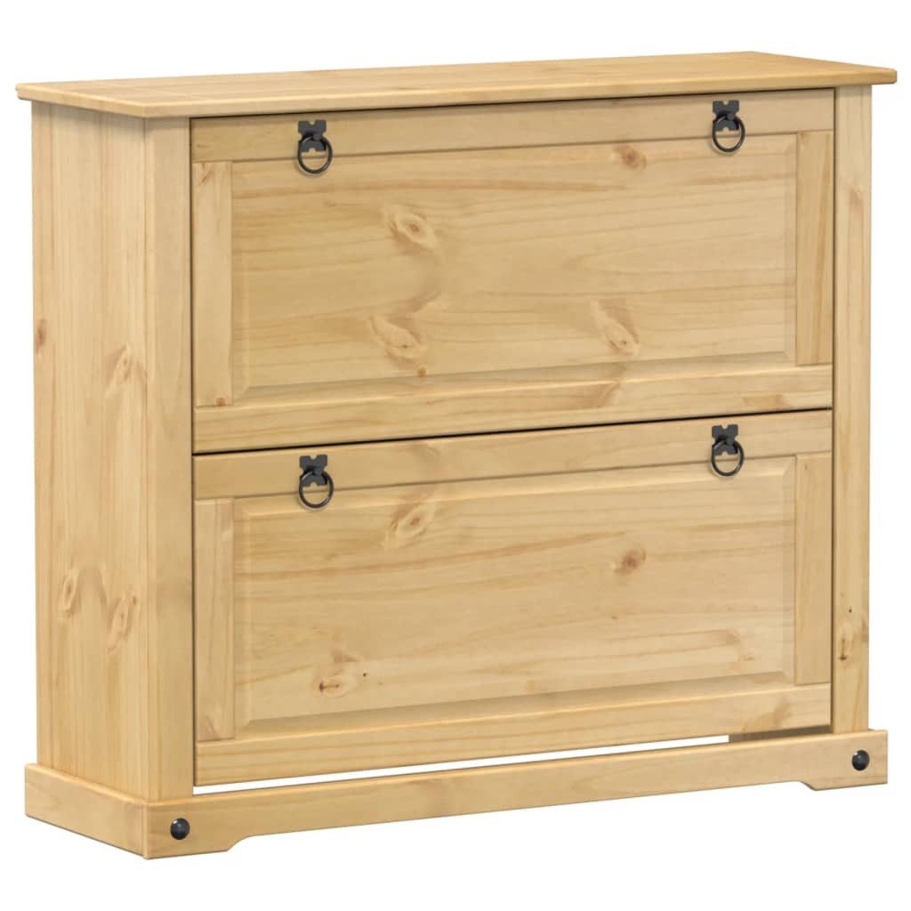 furnicato Schuhschrank aus Massivholz, Honigwachs-Finish, 99x32x85 cm, Honig (1-St)