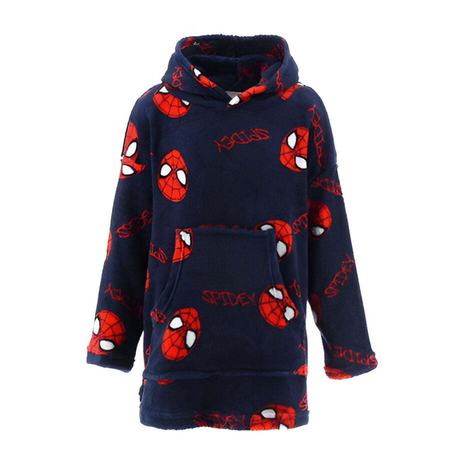 MARVEL Bademantel Marvel Spiderman Kinder Hausmantel Bademantel mit Kapuze, langarm, Polyester, Gürtel, Gr. 104 bis 128