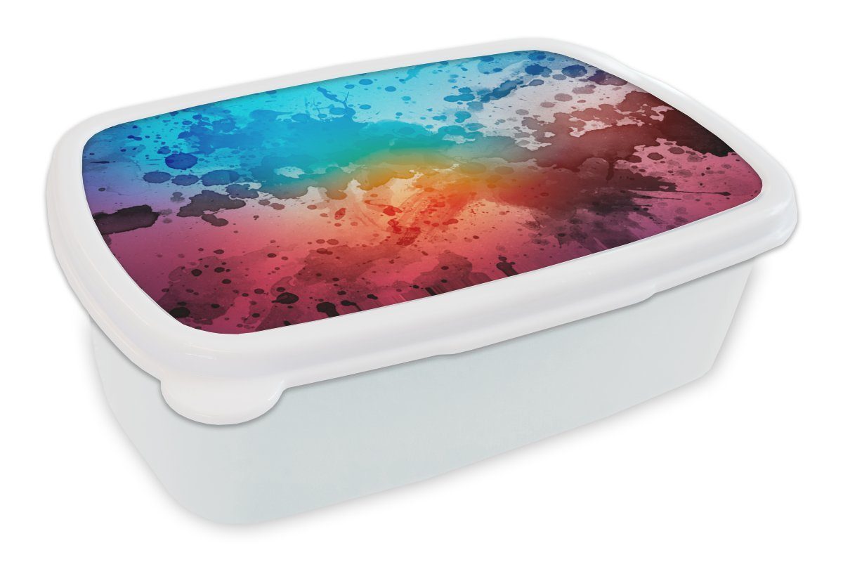 MuchoWow Lunchbox Aquarell - Blau und Jungs Brotbox (2-tlg), - für und - Brotdose, Kunststoff, weiß Mädchen Rot Erwachsene, für Kinder Orange