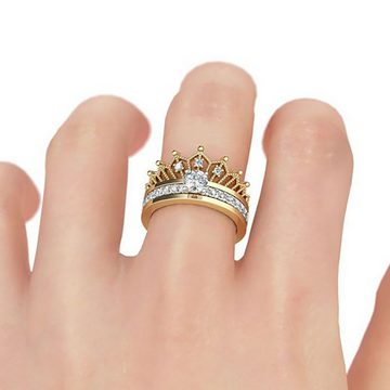 Fivejoy Trauring Zirkonia Crown Damenring Abnehmbarer Ring 2-in-1-Ring 2er-Set