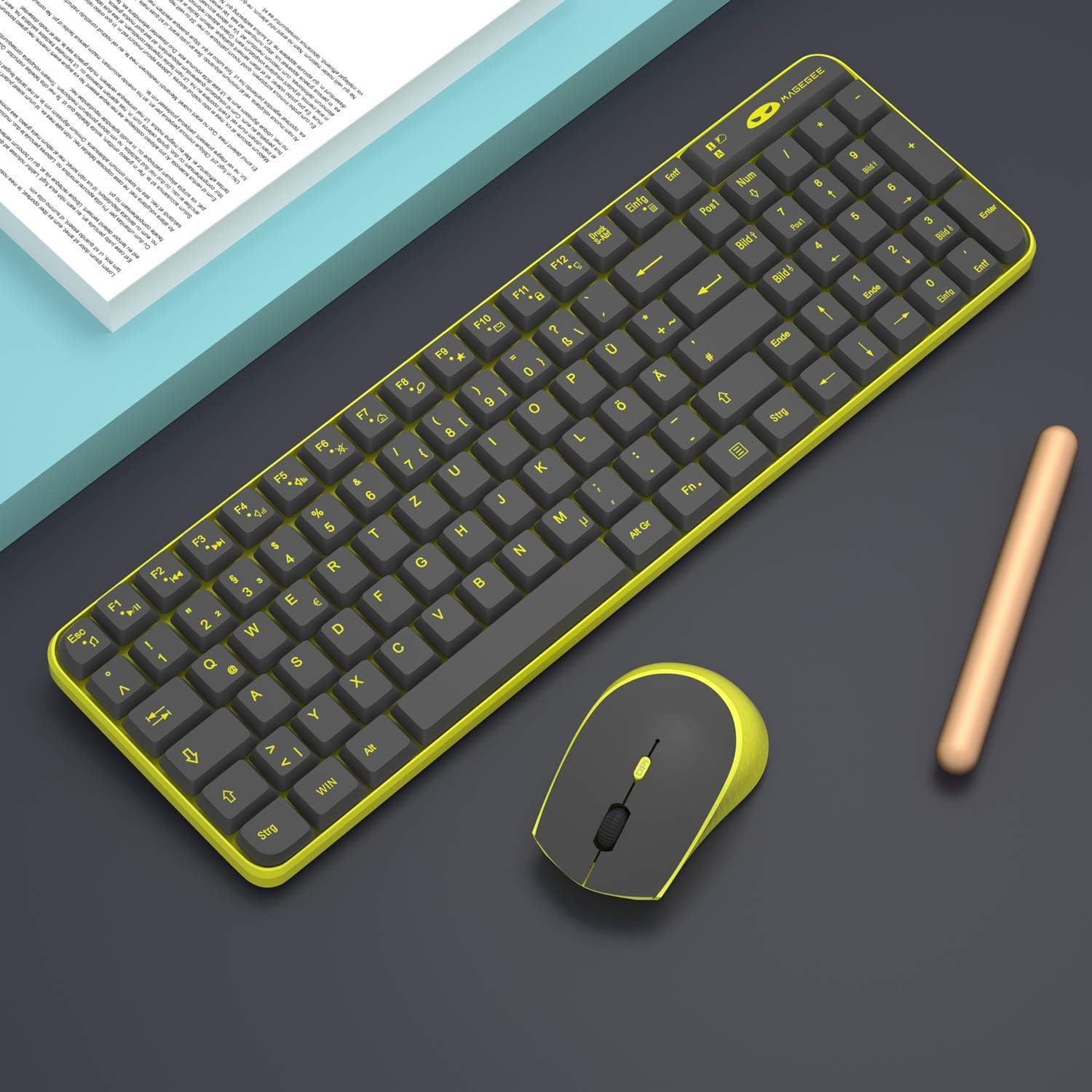 Vivitar V610 Gaming Tastatur-Maus-Kombination [DE-Layout] Wireless-Tastatur (Vollständige Funktionen, Soft Click, ergonomisches Design)