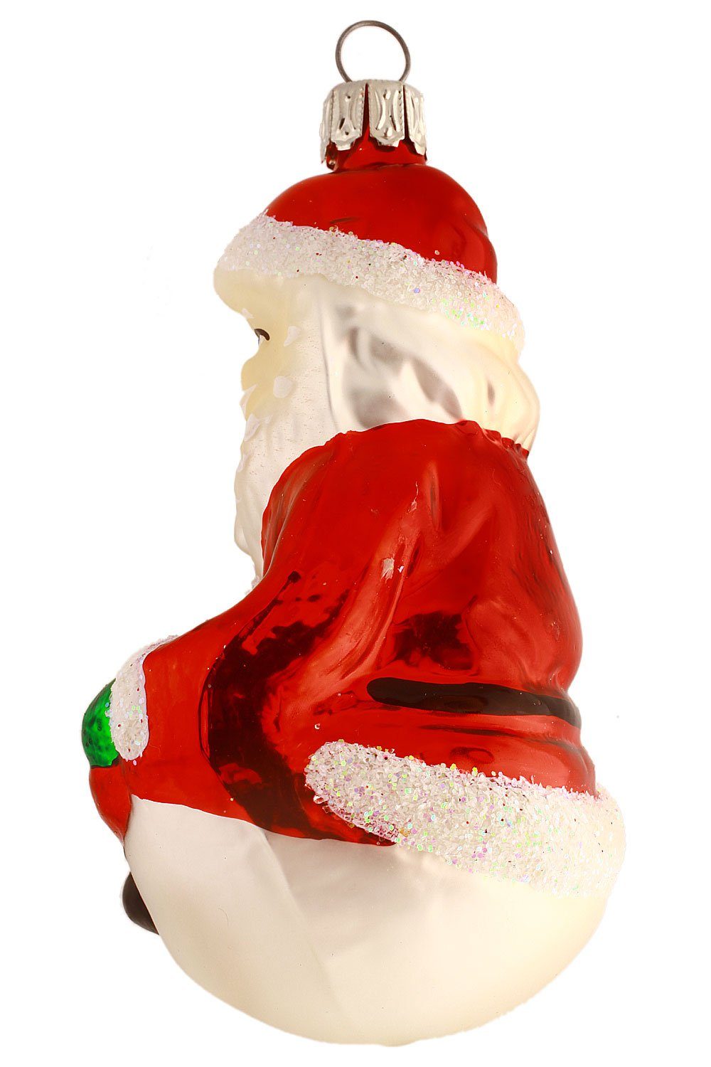 handdekoriert - Dekohänger Santa, - mundgeblasen Hamburger Sitzender Weihnachtskontor Christbaumschmuck