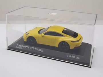 Minichamps Modellauto Porsche 911 (992) GT3 Touring 2021 gelb mit schwarzen Felgen Modellaut, Maßstab 1:43