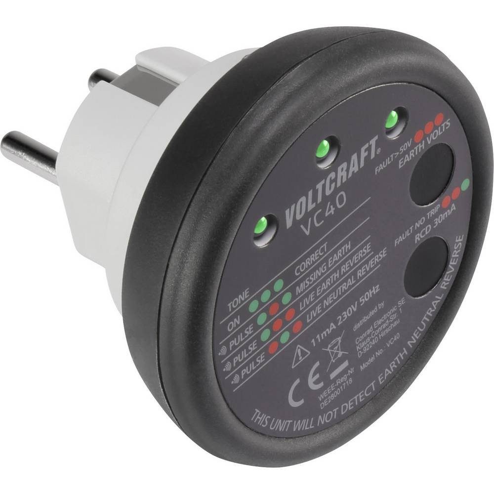 VOLTCRAFT Spannungsprüfer Steckdosentester VC40