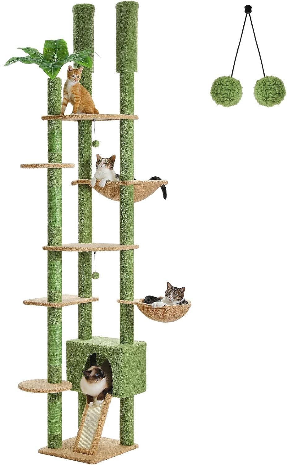Purpurra Kratzbaum Höhenverstellbar mit Blättern/Champignon, Hängematte, günstig online kaufen