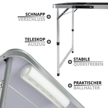 Stagecaptain Spieltisch Beer Pong Tisch “Basic” - Bierpongtisch - Klapptisch aus Alu, (Inkl. 90 Becher und 6 Bälle, 3-tlg), Schnell aufgebaut und kompakt beim Transport