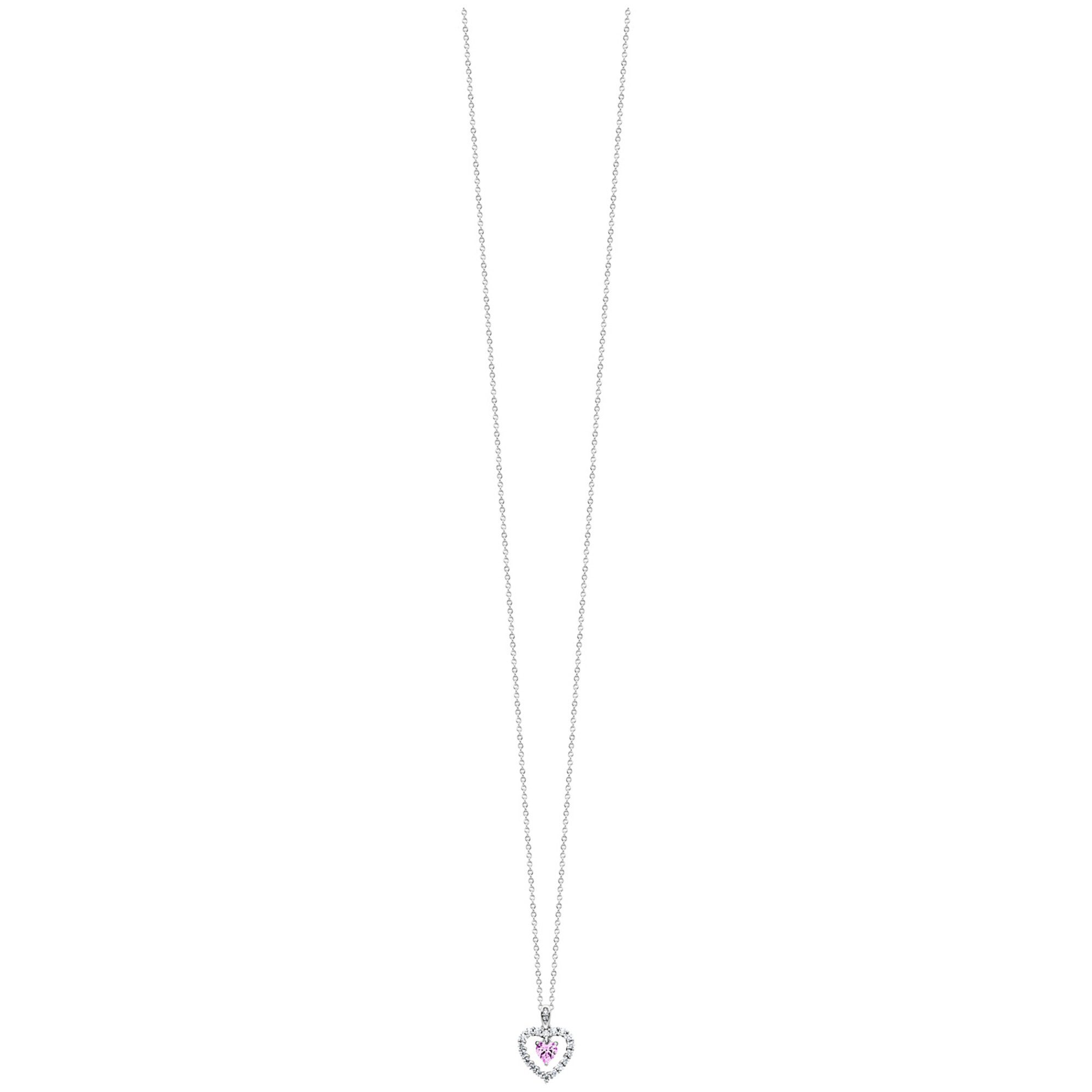 Julie Julsen Kette mit Anhänger 925 Silber rhodiniert Herz Zirkonia weiß rosa