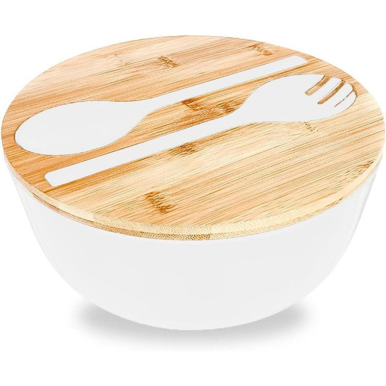 LuxusKollektion Salatbesteck Salatschüssel Schneidebrett Deckel Servierbesteck Salate Weiß