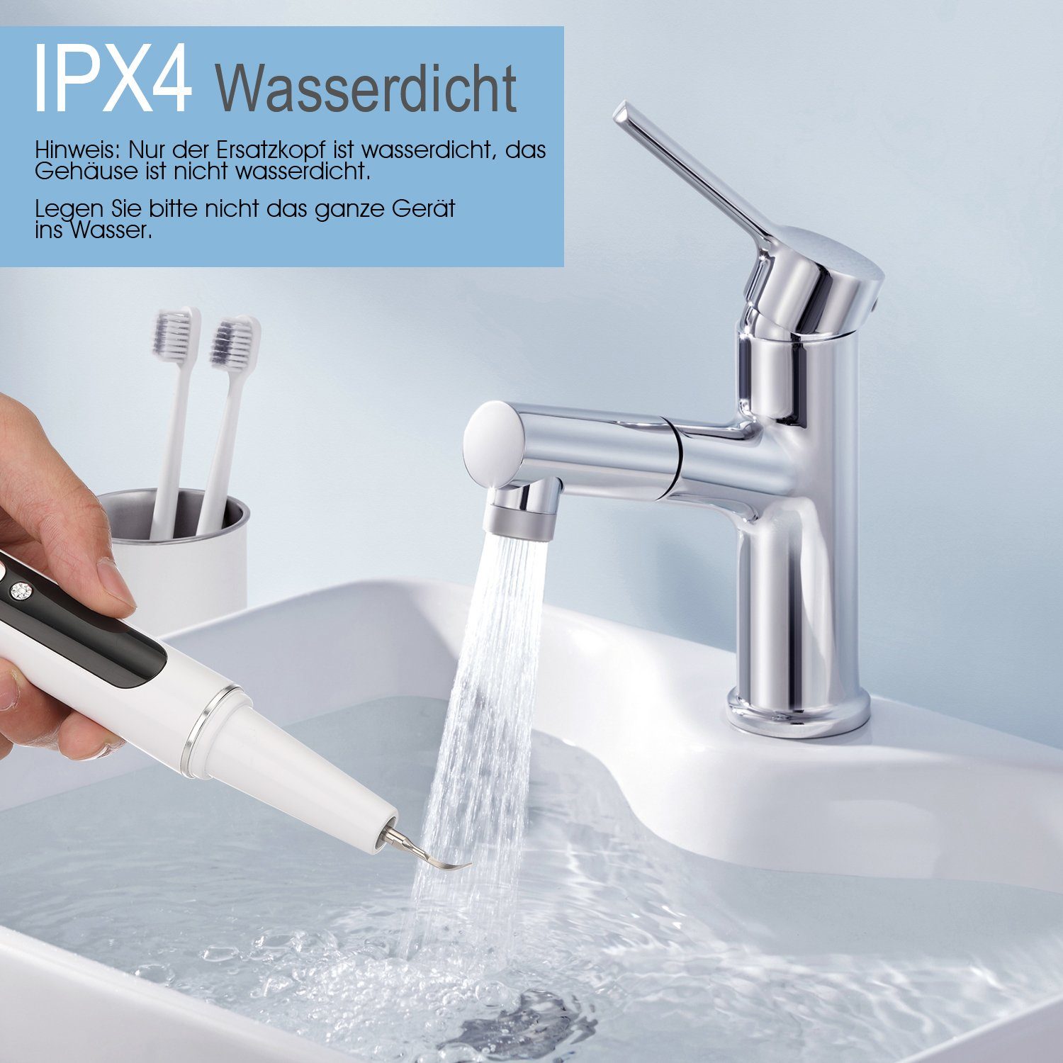 oyajia Zahnpflege-Set Zahnreinigung Set, Ultraschall Zahnsteinentferner mit 5 Reinigungsmodi, 5 Renigungsmodi, mit 3 zusätzlichen Aufsätzen für Menschen und Hunde