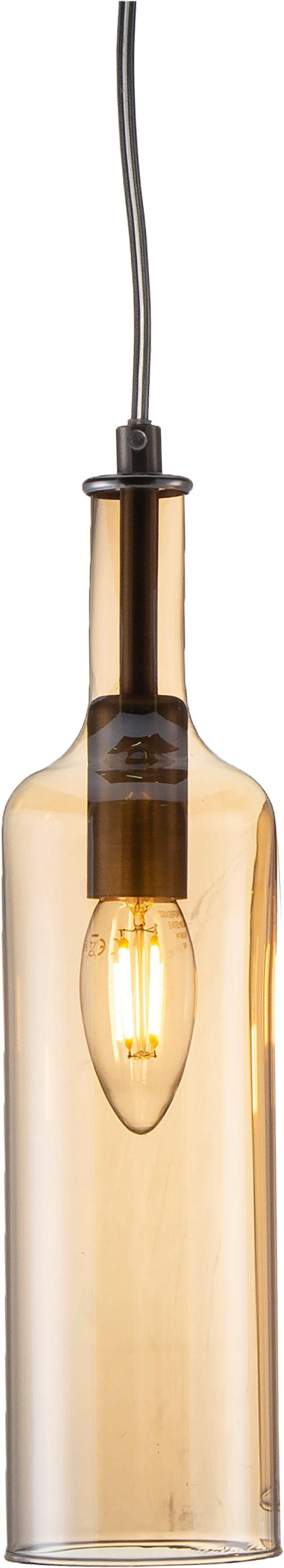 Nino Leuchten LED Pendelleuchte »Bottle«, Flaschen-Glas amberfarbig