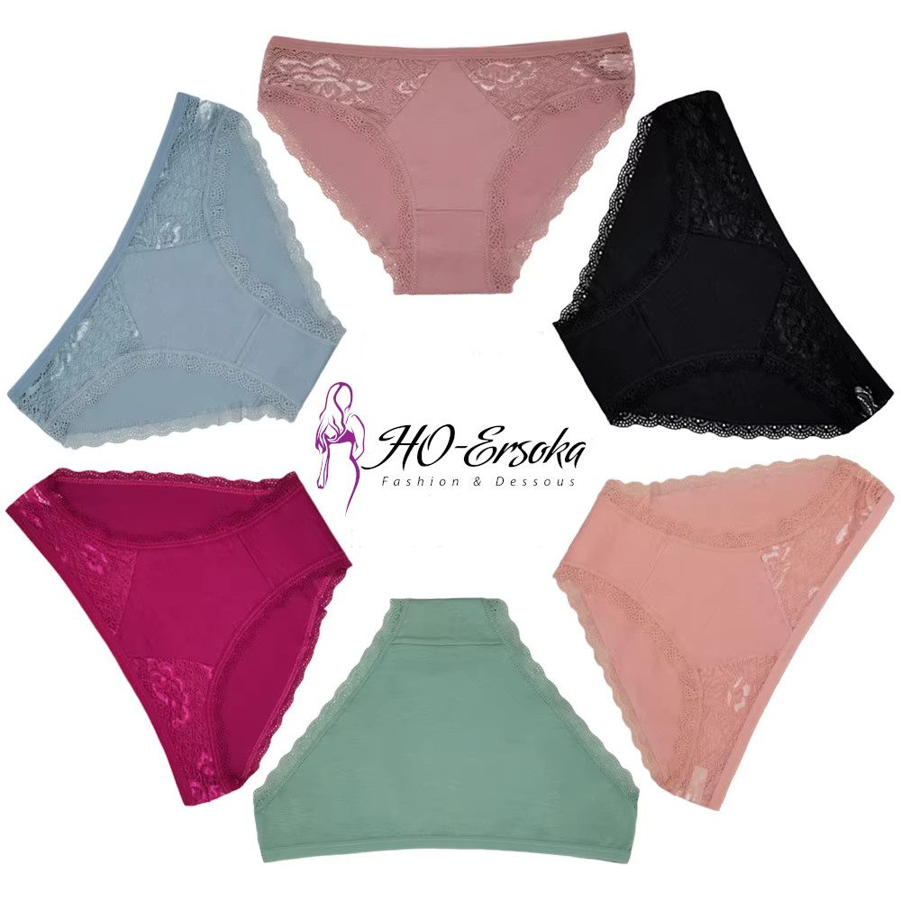 HO-Ersoka Slip Damen Slips Spitze Baumwolle Set 6 Stück Unterhosen (6er-Pack)