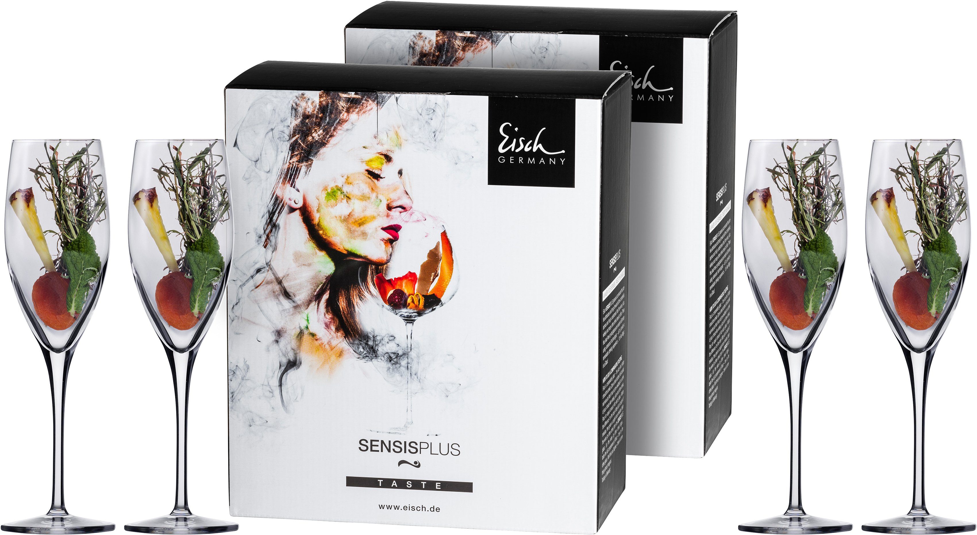 Eisch Germany Champagnerglas Superior SensisPlus, 4-tlg., Kristallglas, bleifrei, 278 ml, 4-teilig