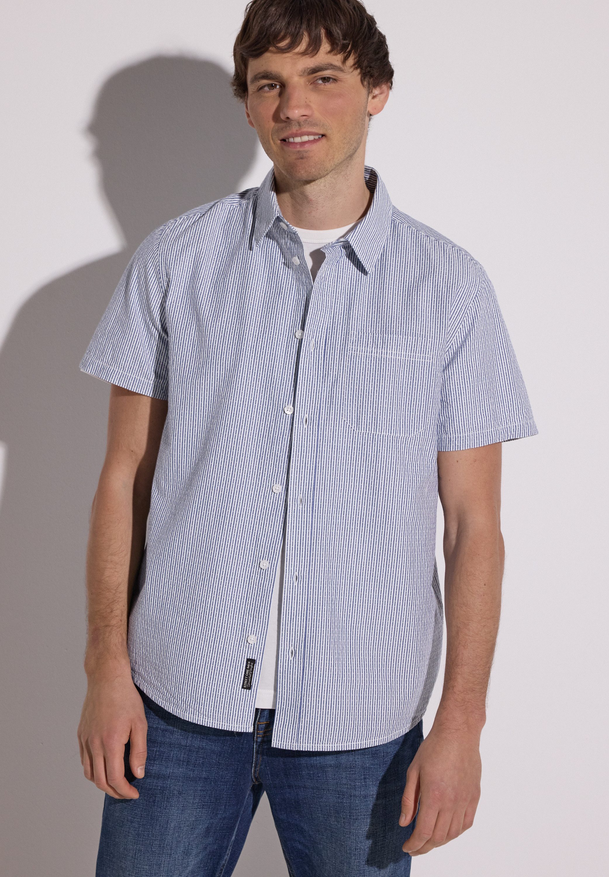 STREET ONE MEN Kurzarmhemd aus reiner Baumwolle
