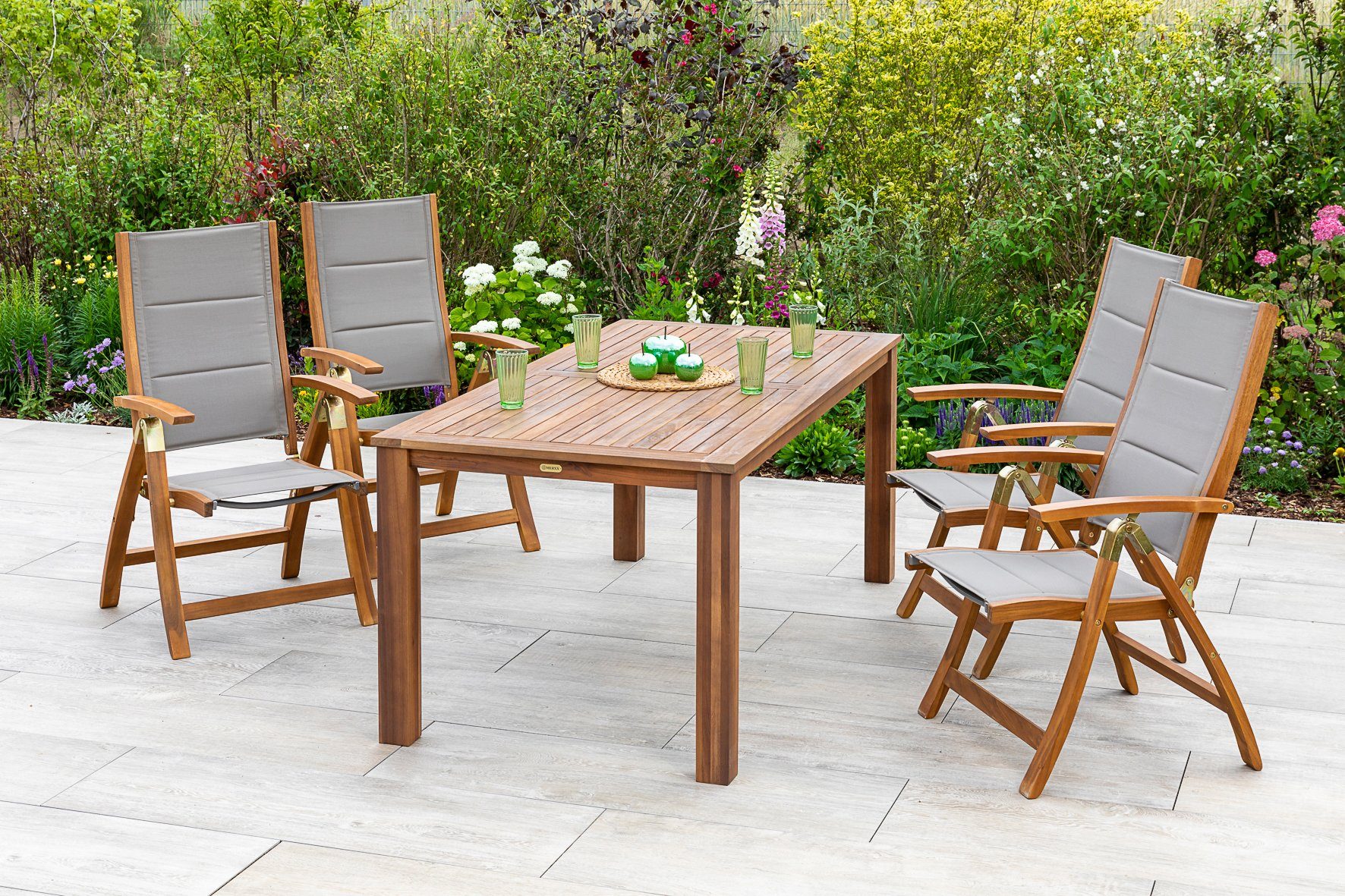 MERXX Garten-Essgruppe Acapulco, (5-tlg), 4 Klappsessel günstig online kaufen