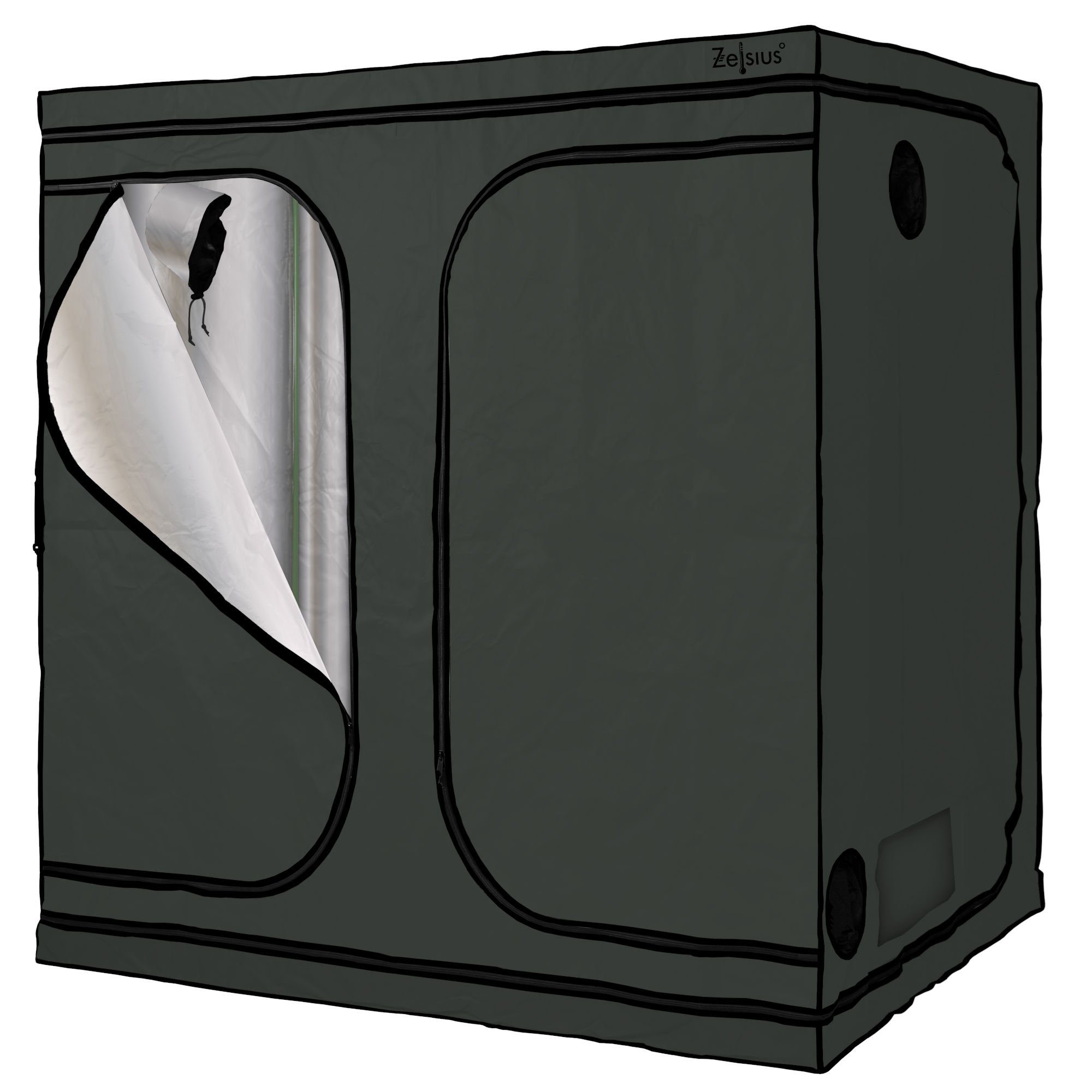 Zelsius Gewächshaus Grow Tent 240 x 120 x 200 cm grau/schwarz Pflanzenzucht Indoor