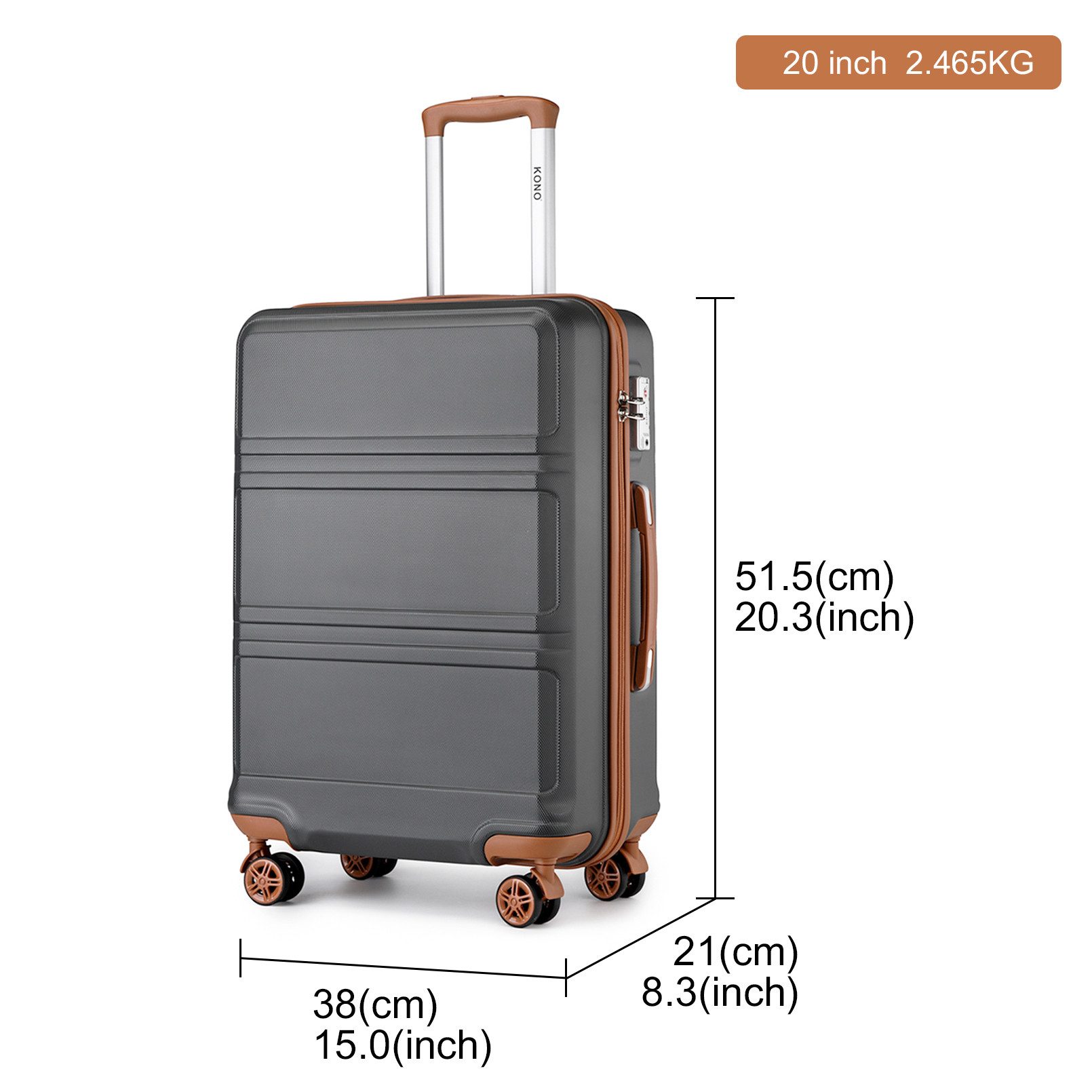 KONO Hartschalen-Trolley mit TSA-Schloss - Reisekoffer günstig online kaufen