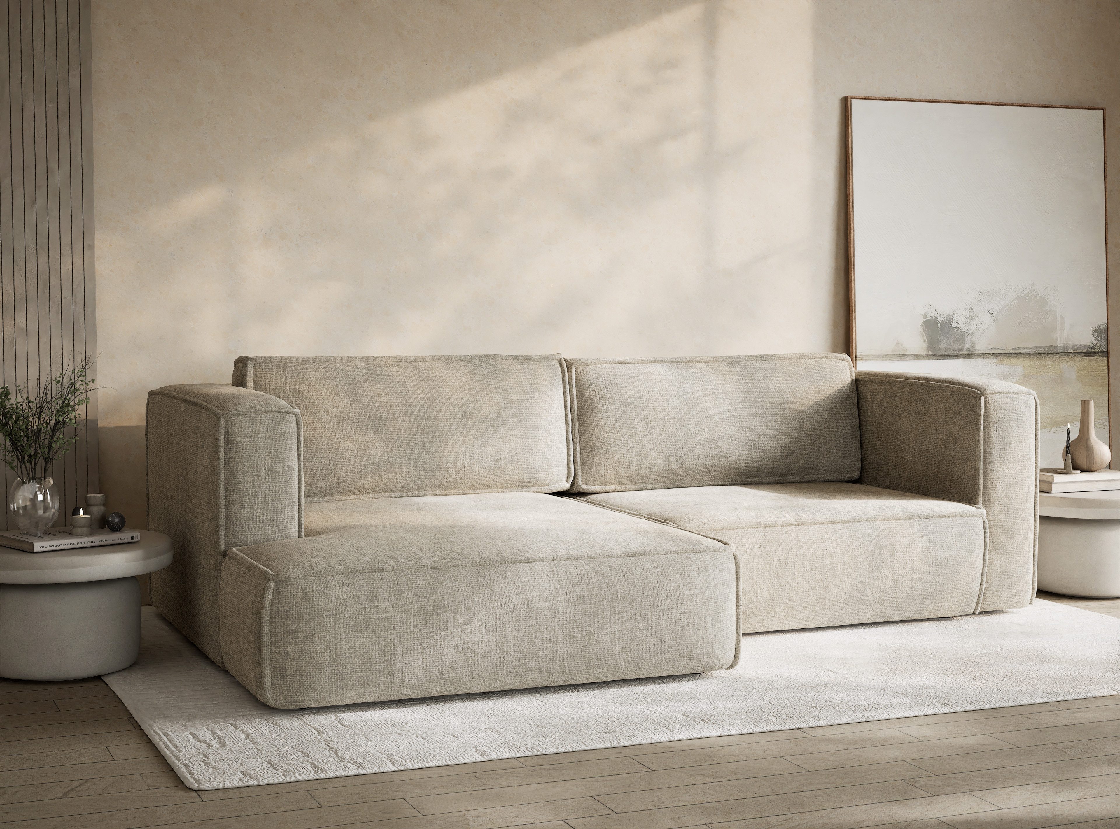 Maison de Rêve Ecksofa Velto mit Schlaffunktion links, Ecksofa mit Bettkasten, Schlafsofa, Liegefläche 135x202 cm