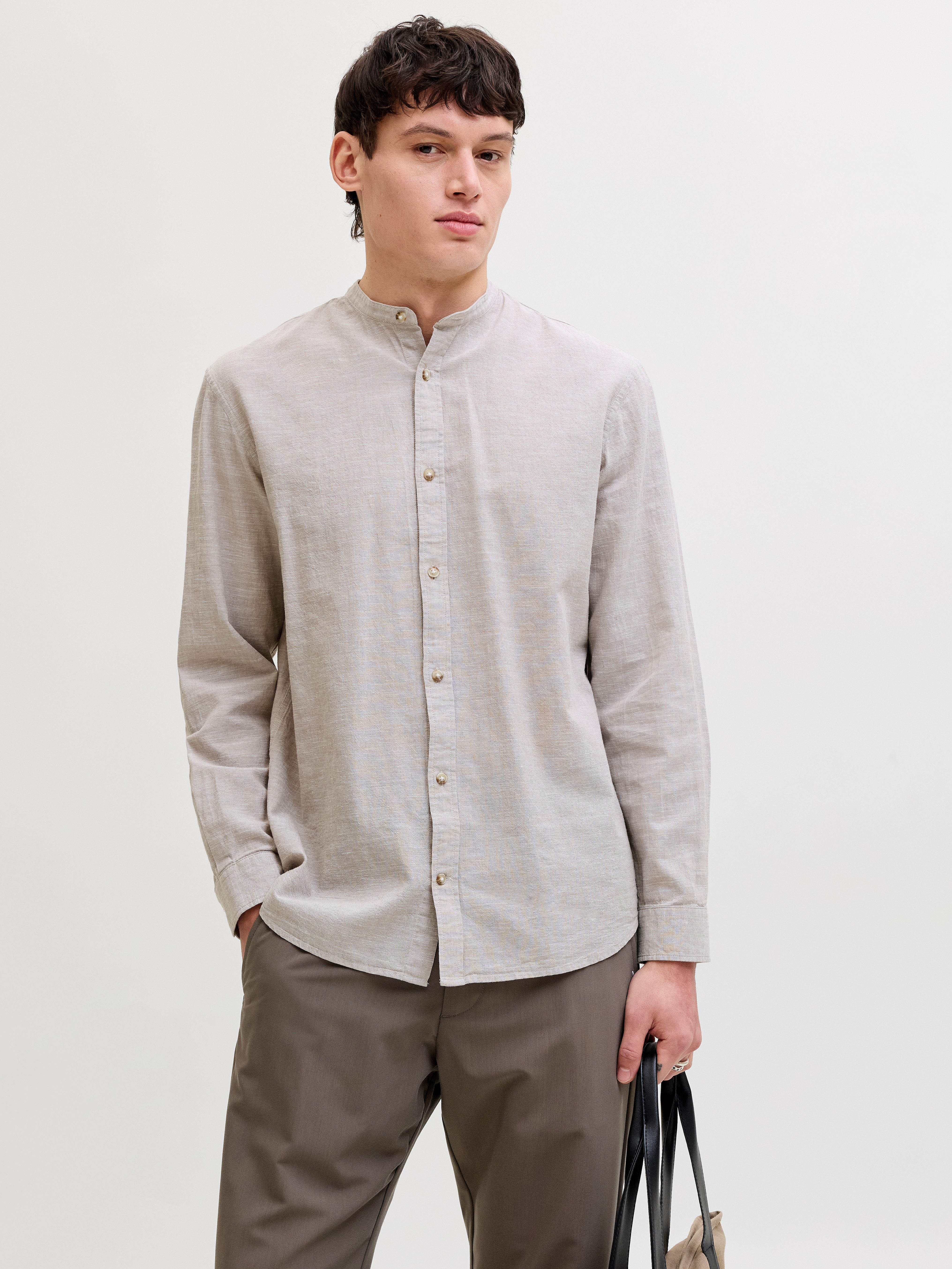 Langarmhemd JJESUMMER LINEN BLEND BAND SHIRT L/S SN