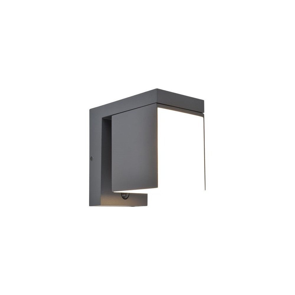 LUTEC LED Außen-Wandleuchte, LED-Leuchtmittel fest verbaut, Warmweiß, LED Solar-Hybrdid Außenwandleuchte Bewegungsmelder Anthrazit L 16 cm
