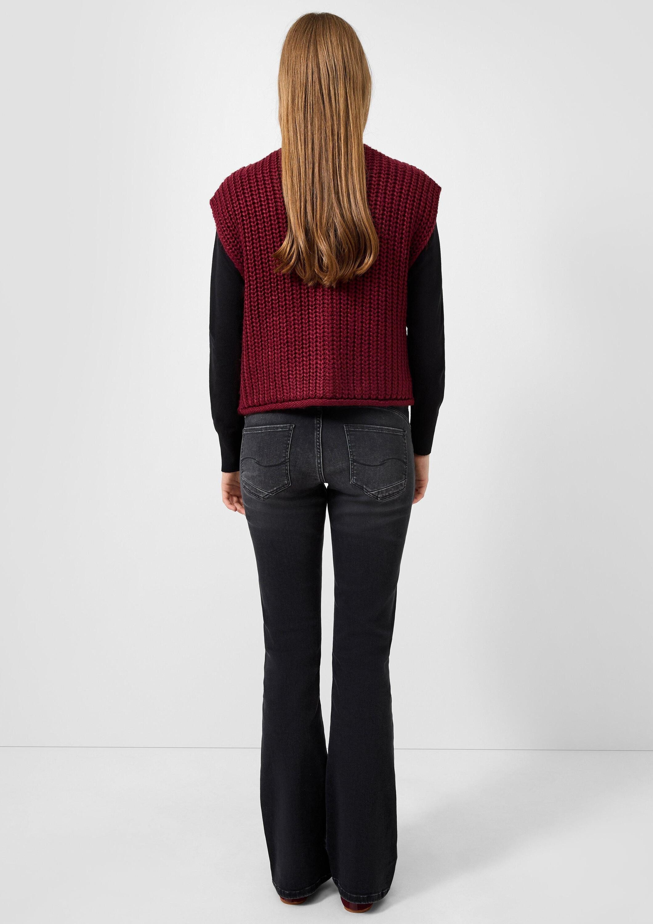 QS Funktionsweste Strickjacke Strickweste mit goldfarbenen Knöpfen