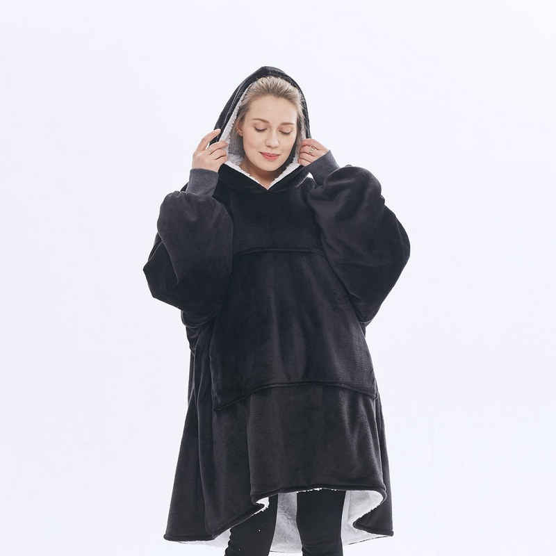 Wohndecke Übergroße Hoodie Fuzzy Blanket, Super weiche, Gemütliche warme, Sunicol, komfortable Riesen-Hoodie, Riesenpullover mit großer Fronttasche