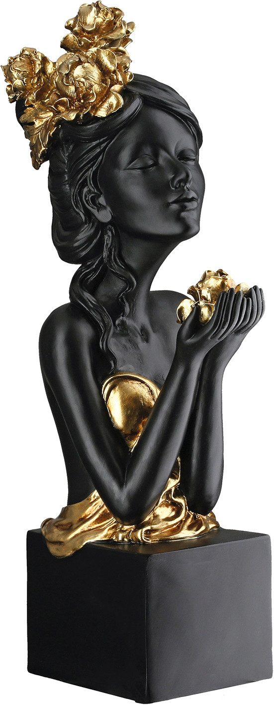 GILDE Skulptur Skulptur Frau Rosenliebe schwarz (1 St), Frauenfigur Rosenmotiv romantische Skulptur edle Dekoration – Bild 3 von 5