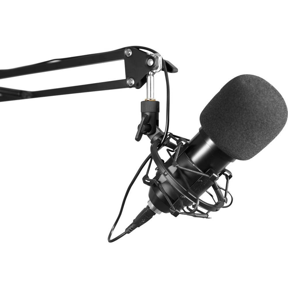 Omnitronic Mikrofon USB Kondensator-Broadcastmikrofonset 13000455, inkl Spinne, inkl. Kabel, inkl. Stativ
