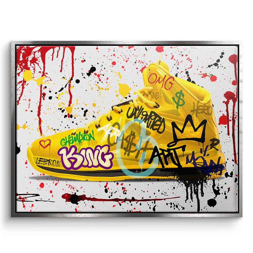 DOTCOMCANVAS® Leinwandbild LeBron Shoe, Leinwandbild LeBron James Shoe Pop Art gelb LA Lakers Wandbild