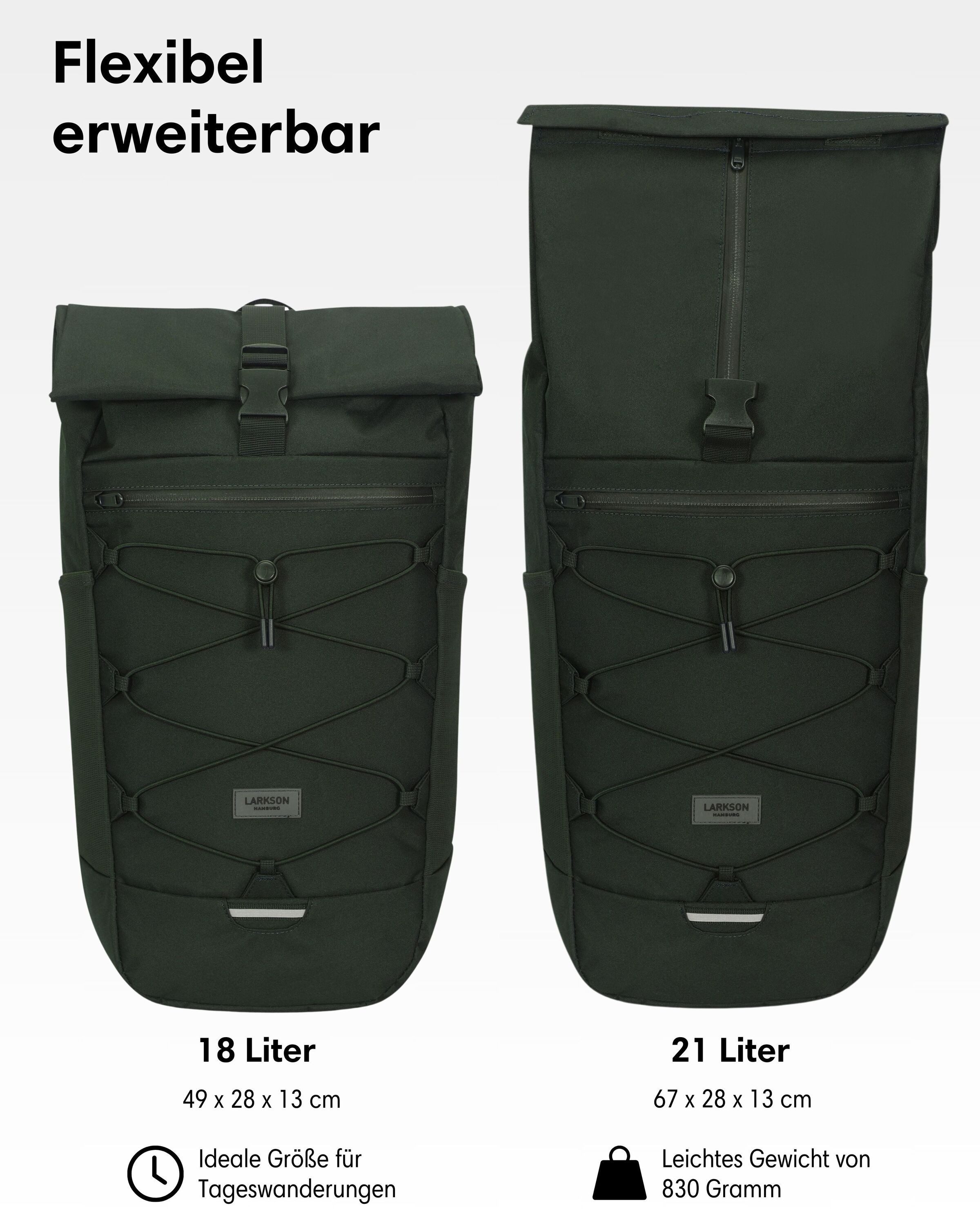 LARKSON Wanderrucksack Arvid Wanderrucksack mit Mesh-Polsterung (1-tlg), Trekkingrucksack 20L für Tagestouren, Abnehmbarer Hüftgurt